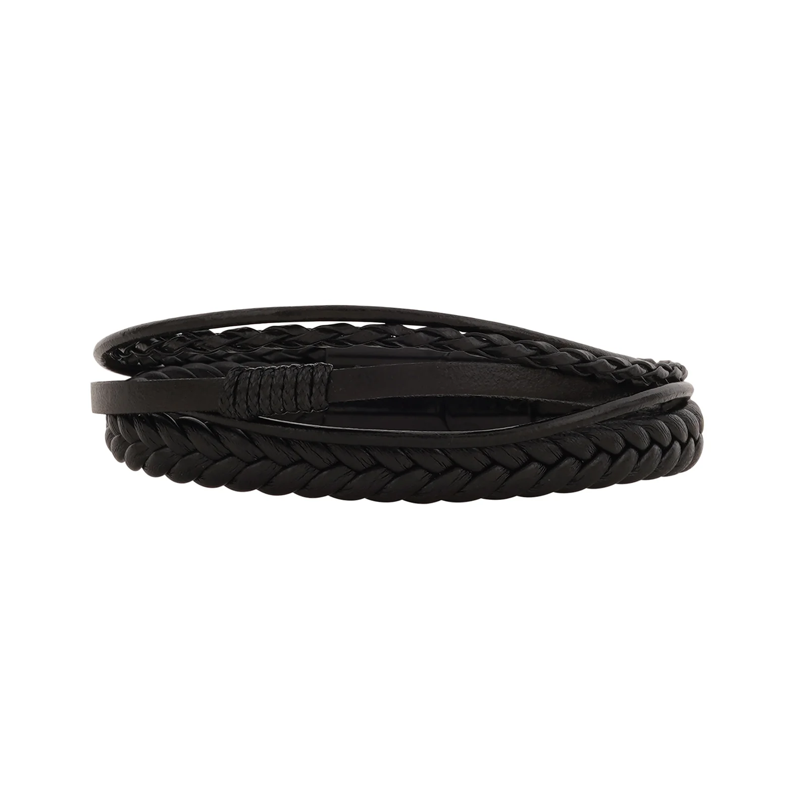 Cadmus Black Leather Black Buckle Bracelet - Image 3