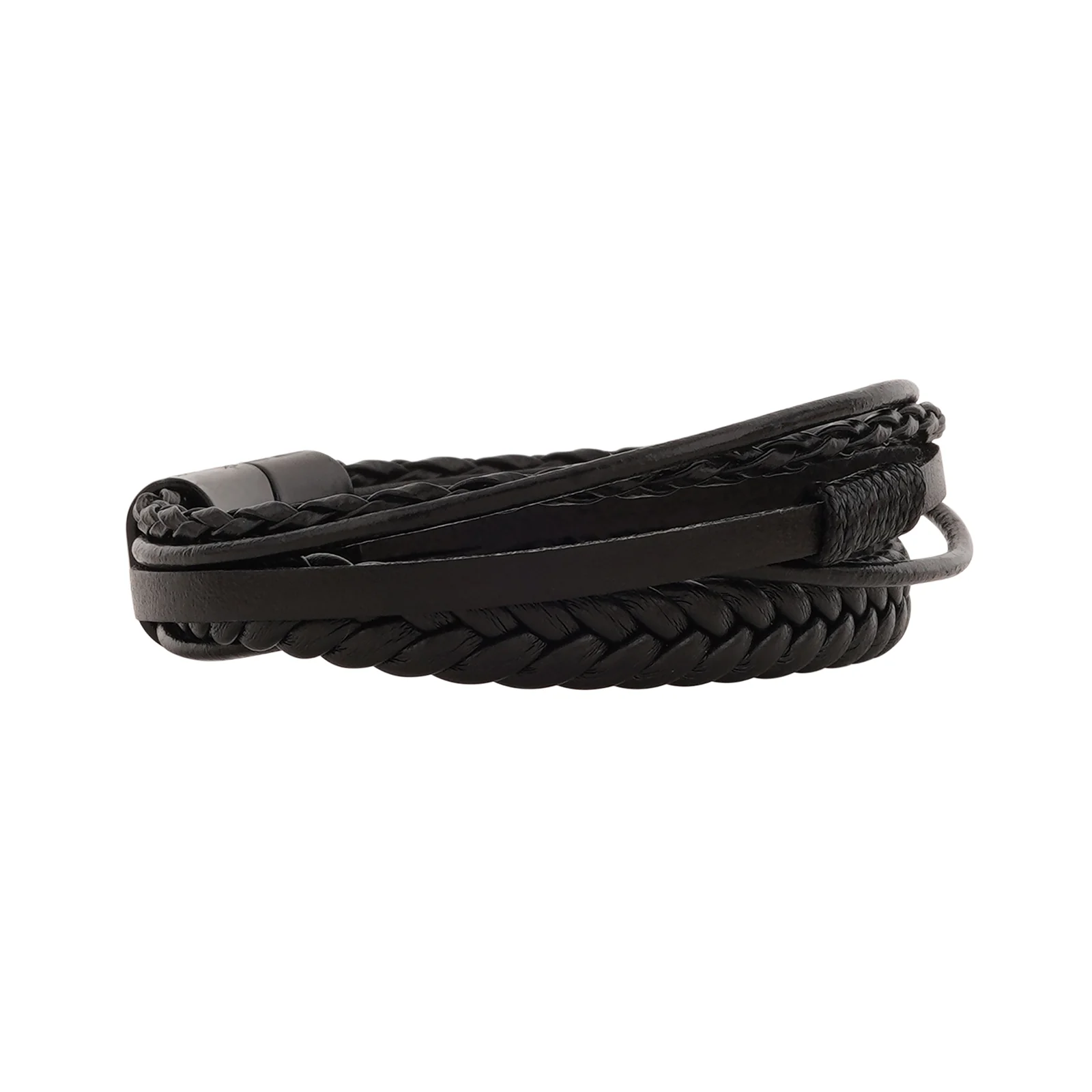Cadmus Black Leather Black Buckle Bracelet - Image 4