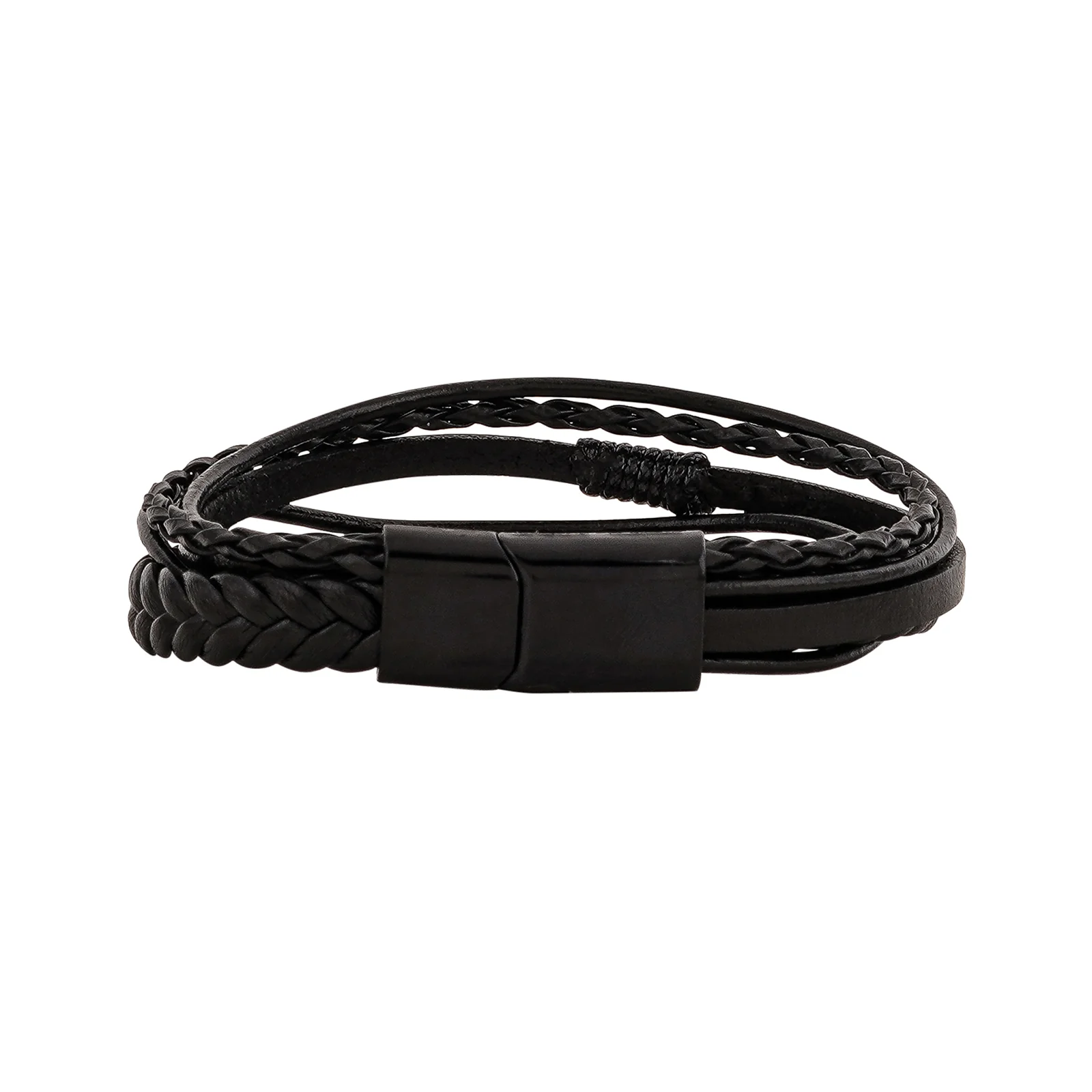 Cadmus Black Leather Black Buckle Bracelet - Image 5