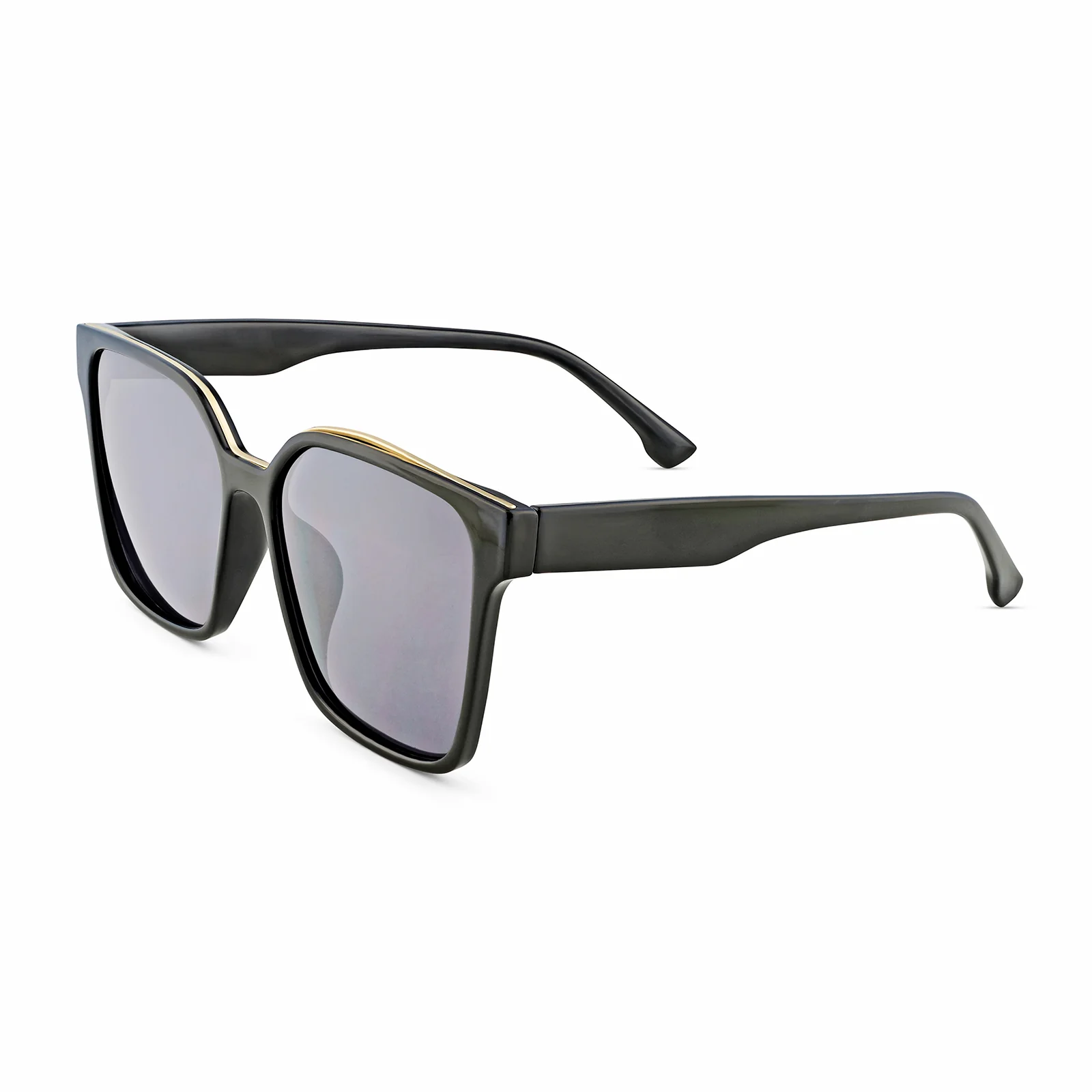 Cali Square Cateye Black Grey Lens Black Frame Sunglasses - Image 5