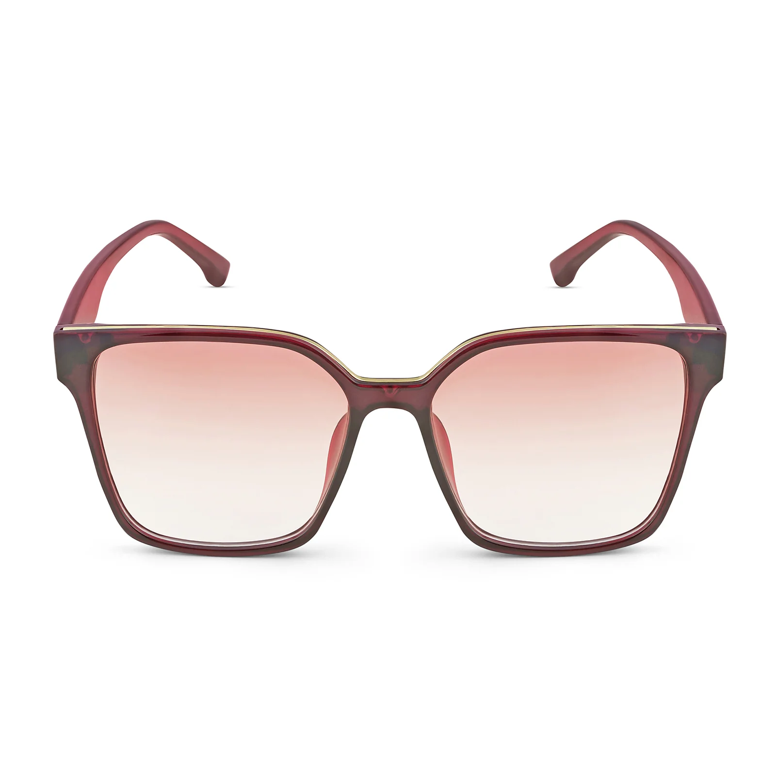 Cali Square Cateye Wine Ombre Lens Wine Frame Sunglasses - Image 4