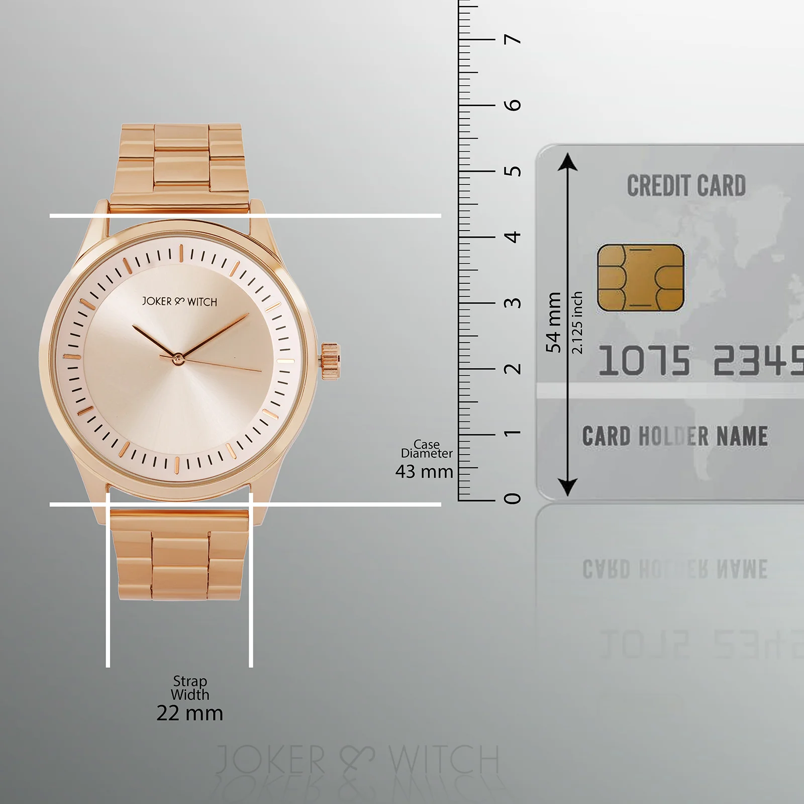 Carioca Rose Gold Large Dial Linked Chain Strap Unisex Watch - Image 8