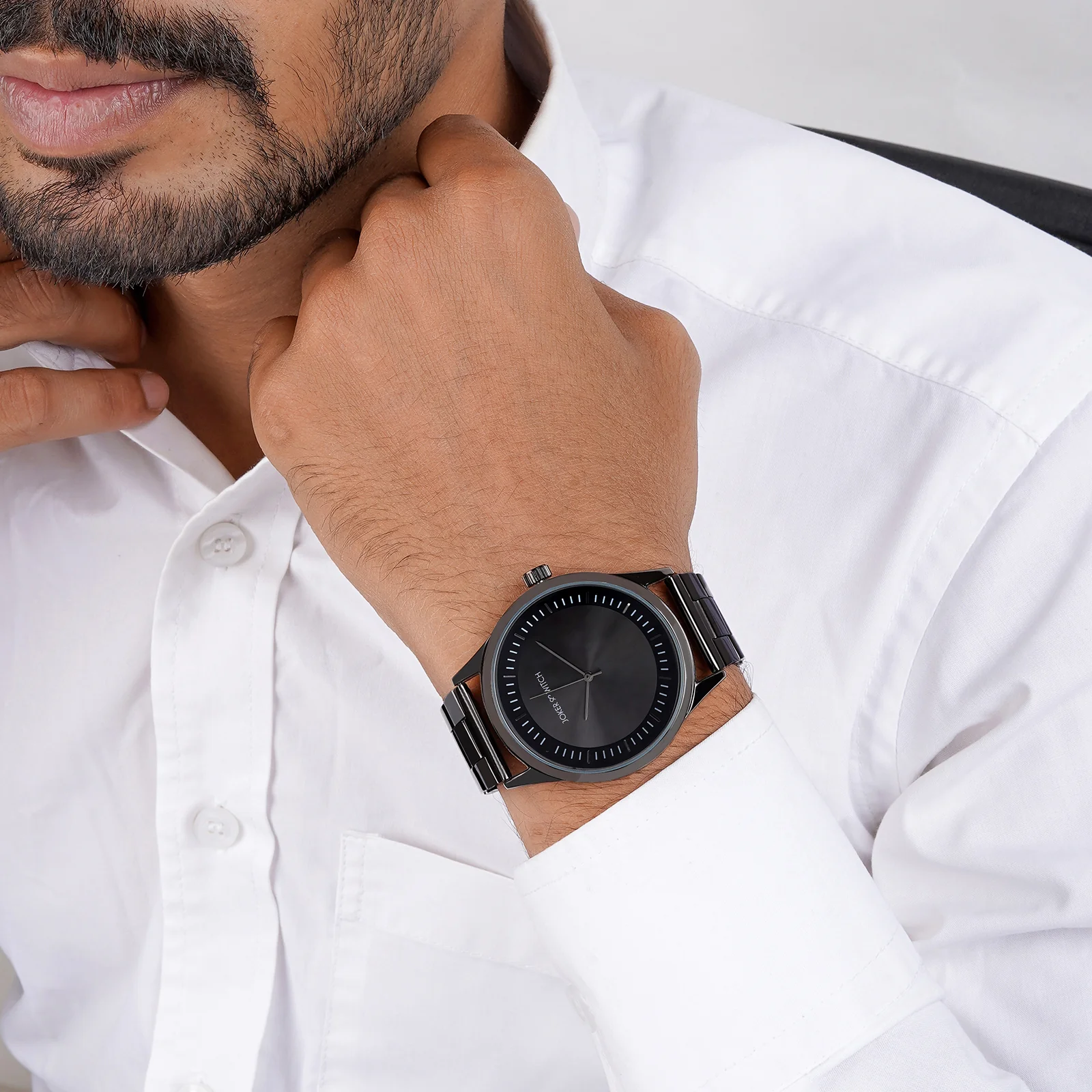 Carioca Black Large Dial Linked Chain Strap Men's Watch - Image 2