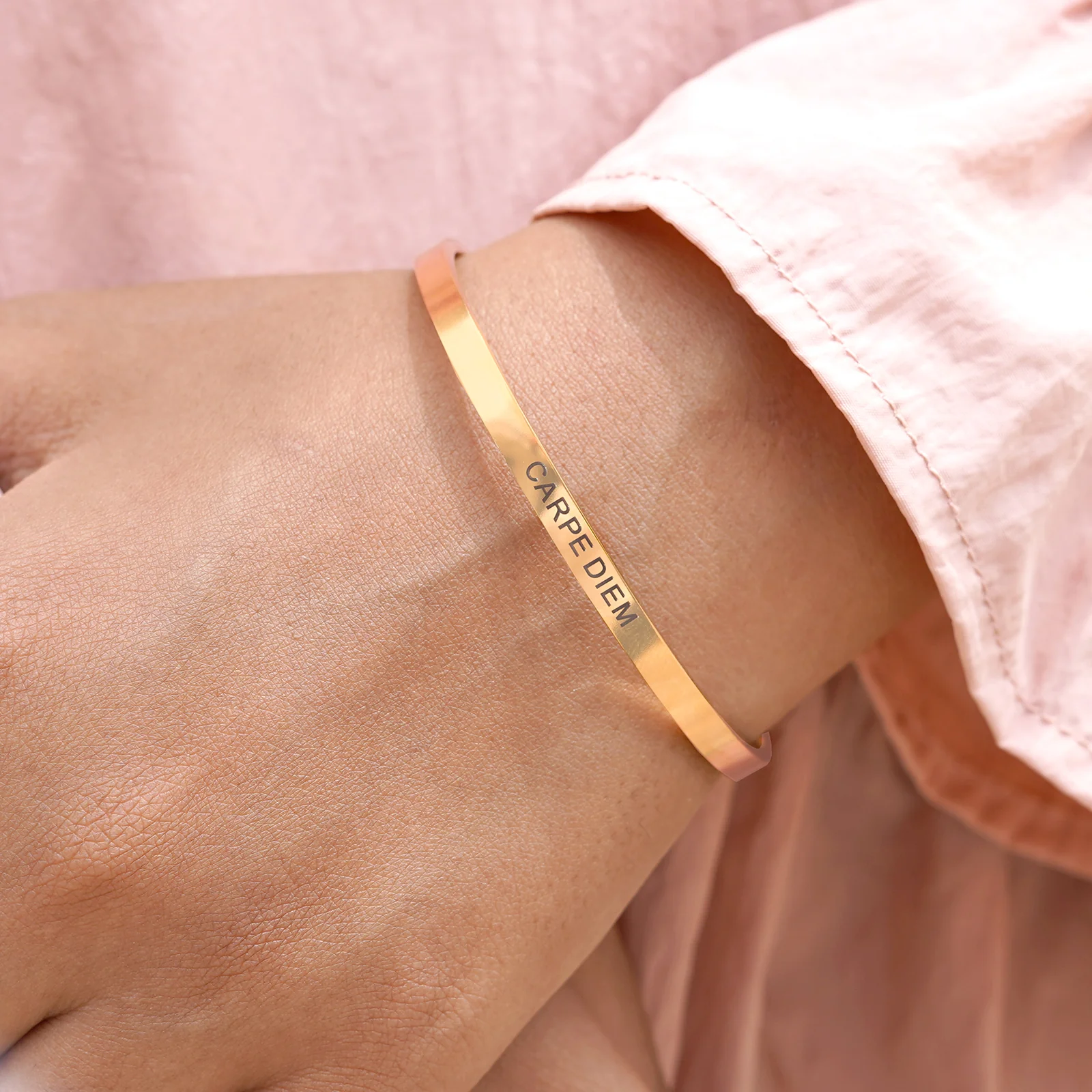 Carpe Diem Rose Gold Mantra Band - Image 2