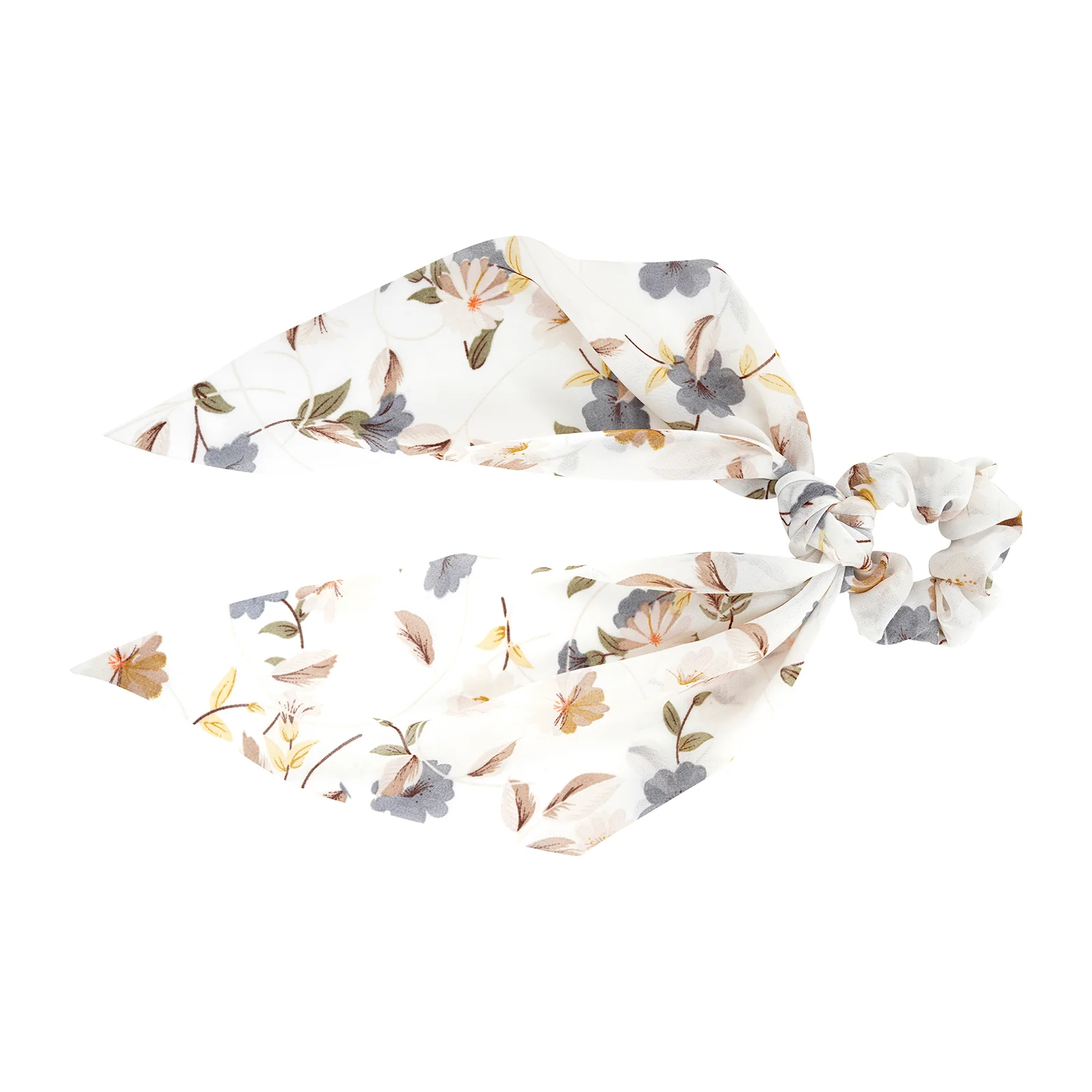 Carya White Floral Scarf Scrunchie - Image 3