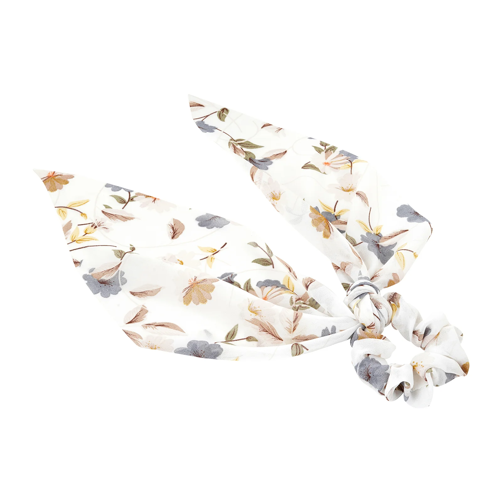 Carya White Floral Scarf Scrunchie - Image 4