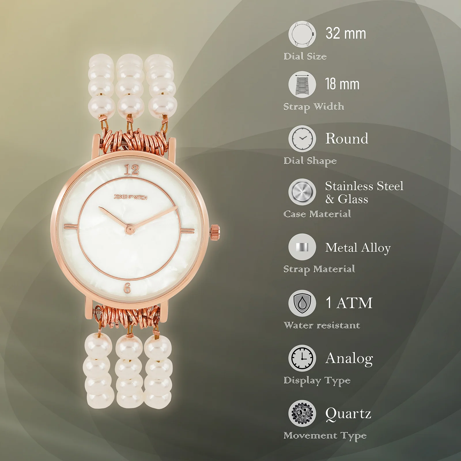 Catherine White MOP Medium Dial Pearl Strap Women's Watch - Image 9