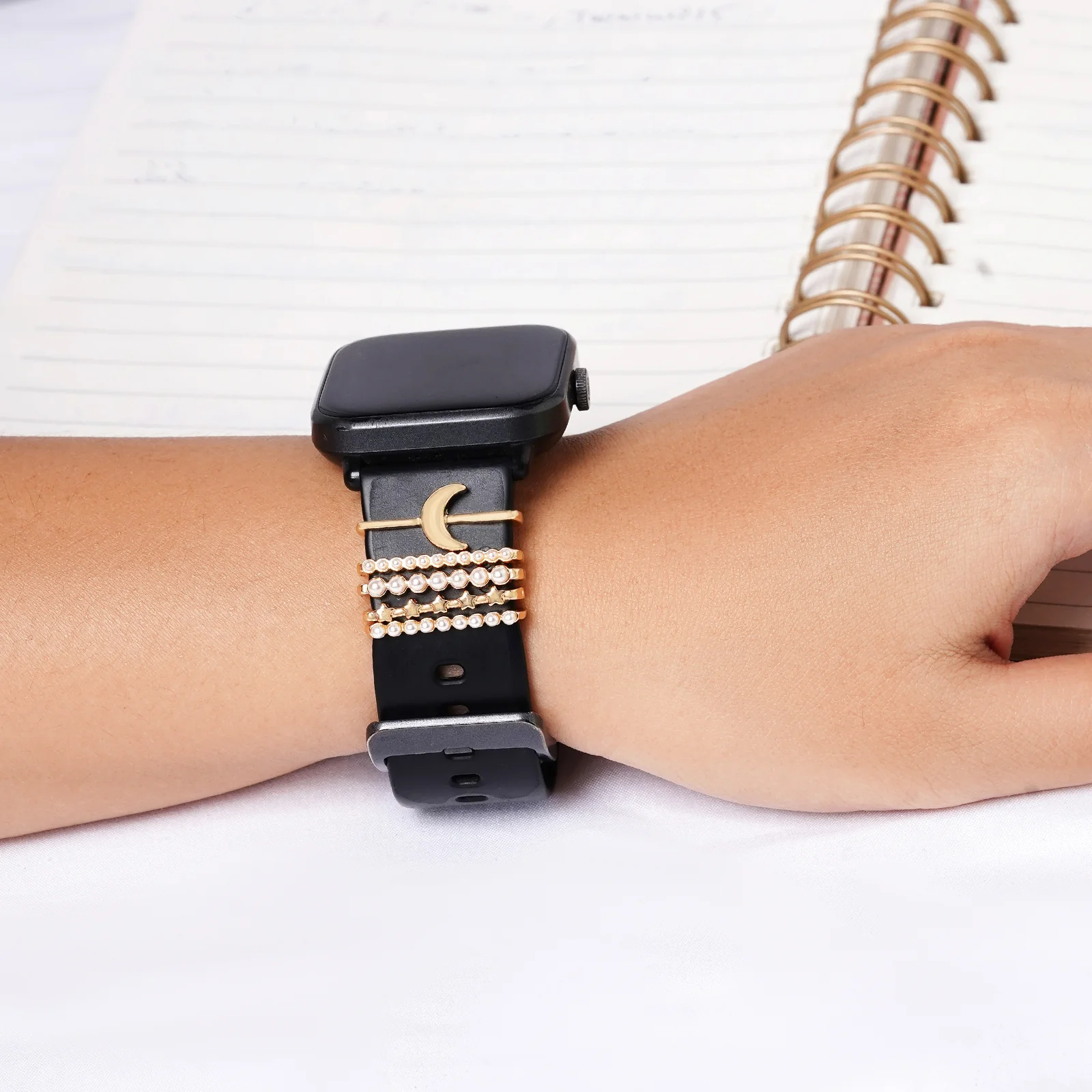 Celestial Crescent Gold Ring Watch Charm - Image 2