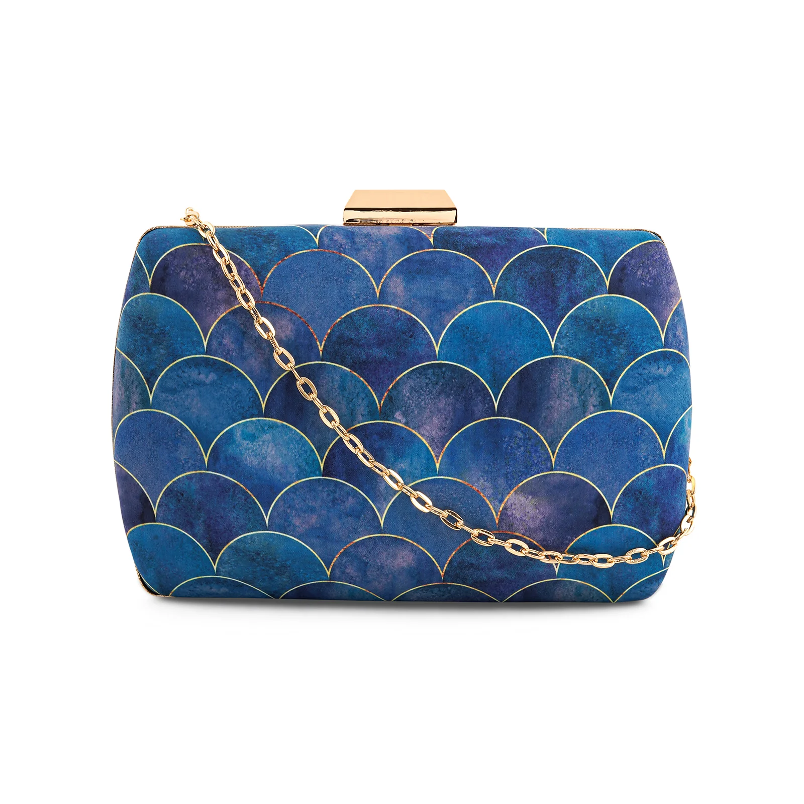 Cerulean Ocean Waves Blue Printed Clutch - Image 3