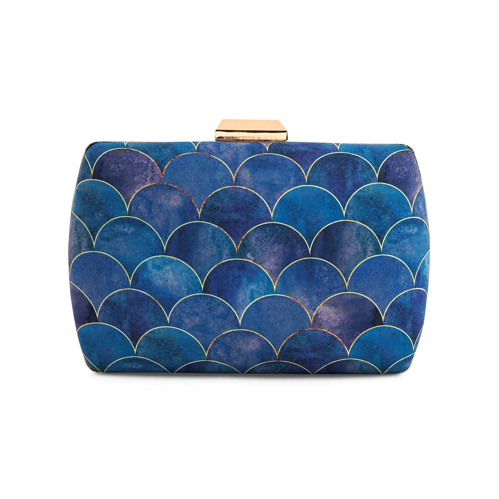 Cerulean Ocean Waves Blue Printed Clutch - Image 4