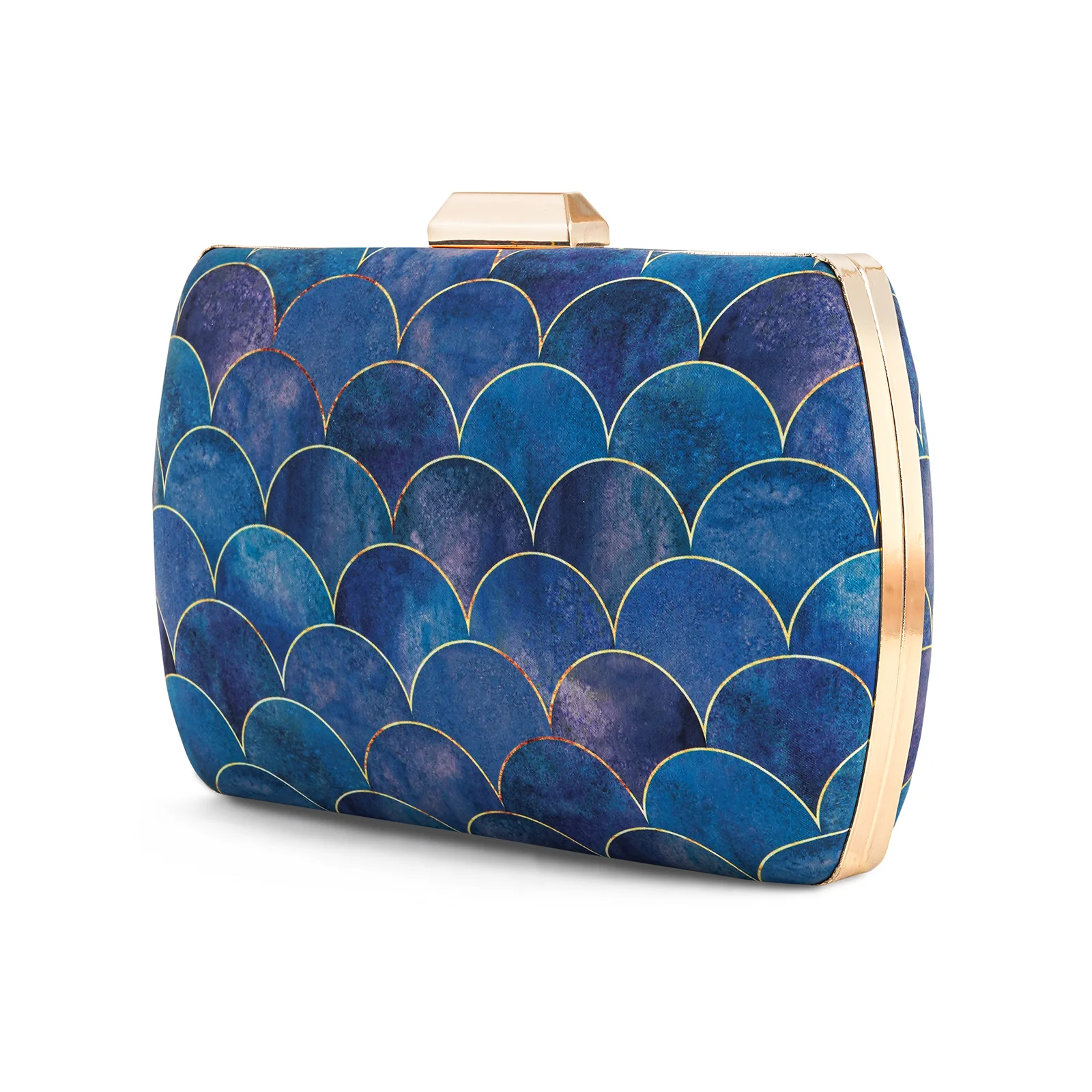 Cerulean Ocean Waves Blue Printed Clutch - Image 5