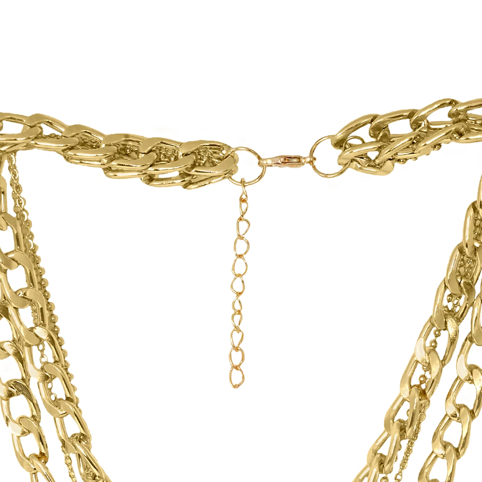 Chain Link Medallion Layered Gold Necklace - Image 4