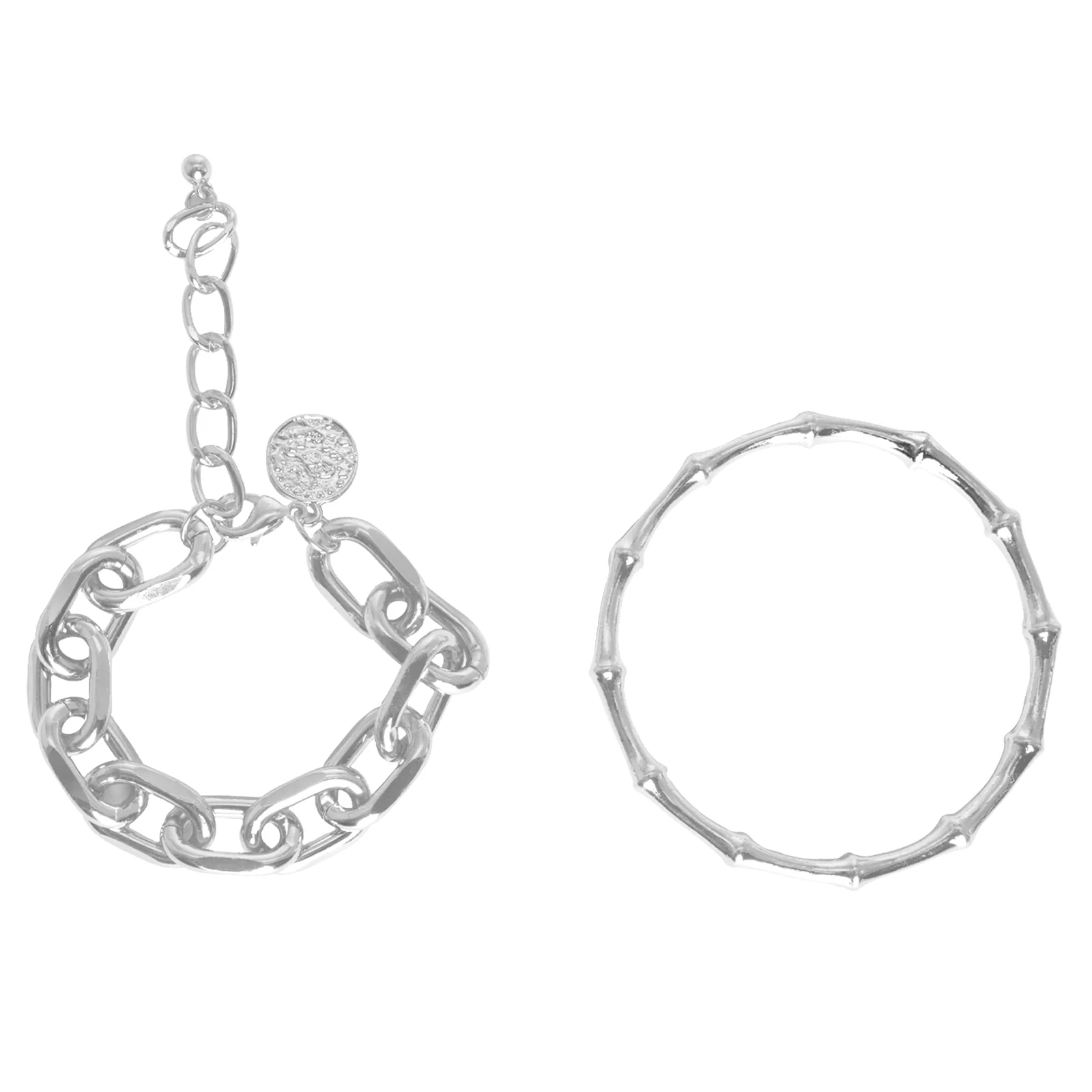 Nadia Silver Chain Link Set of 2 Bracelet - Image 4