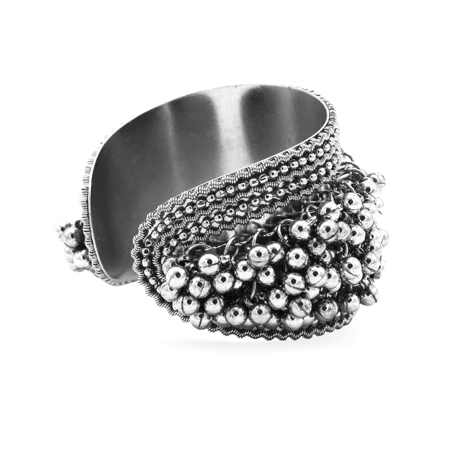 Chakrika Silver Gungroo Oxidized Bangle - Image 5