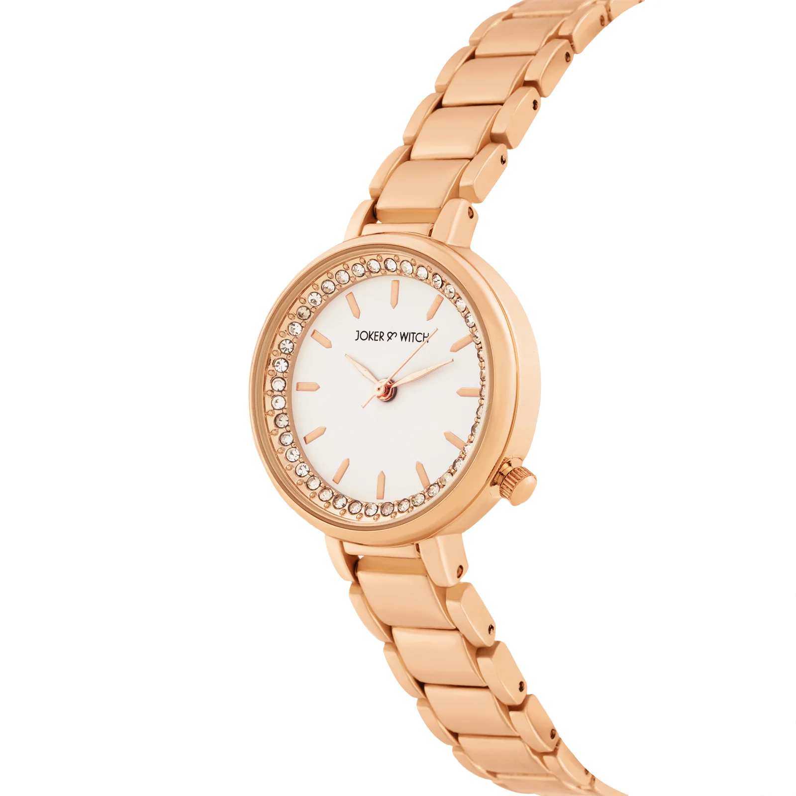Chantal White Small Rhinestone Dial Rose Gold Linked Chain Strap Women's Watch - Image 4