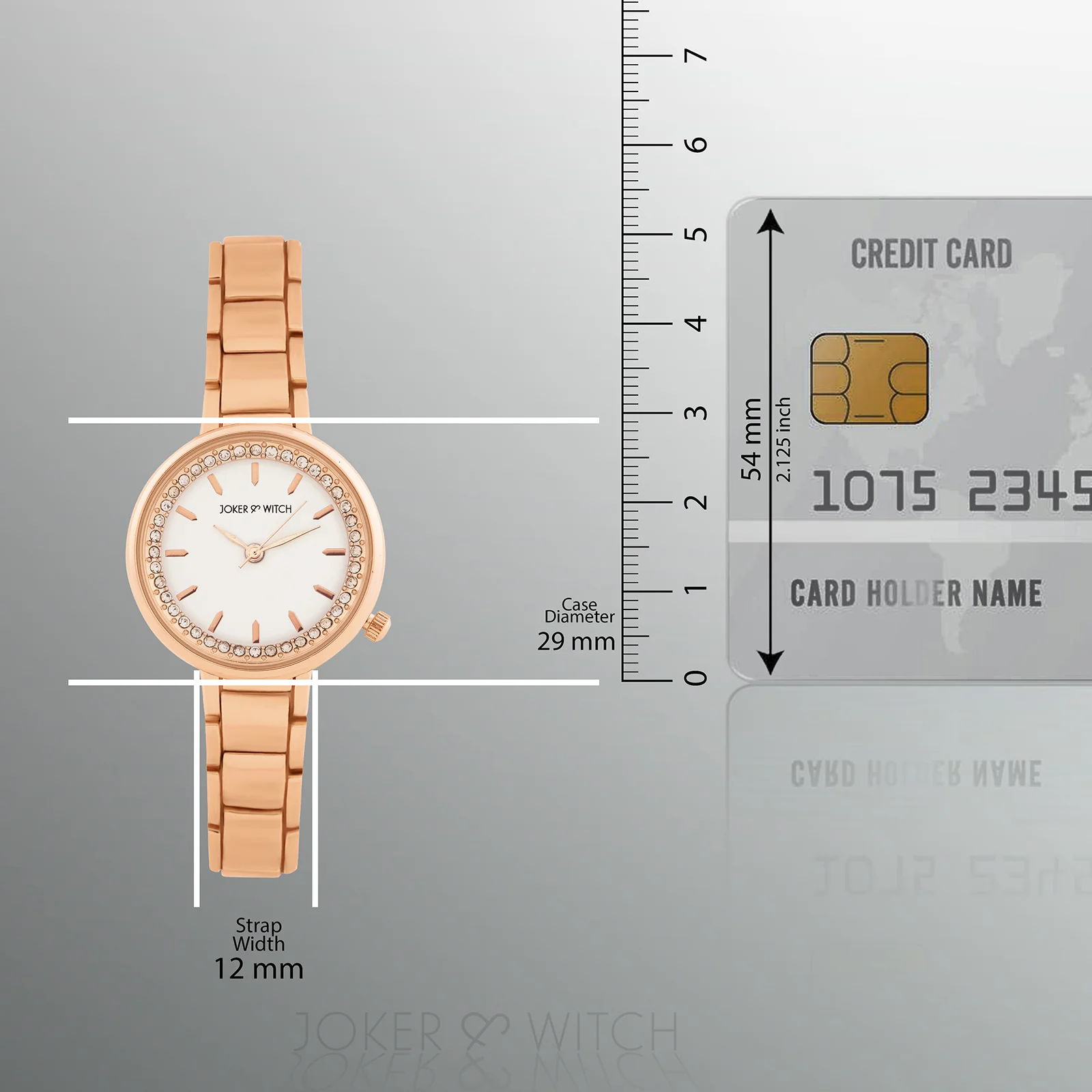 Chantal White Small Rhinestone Dial Rose Gold Linked Chain Strap Women's Watch - Image 8