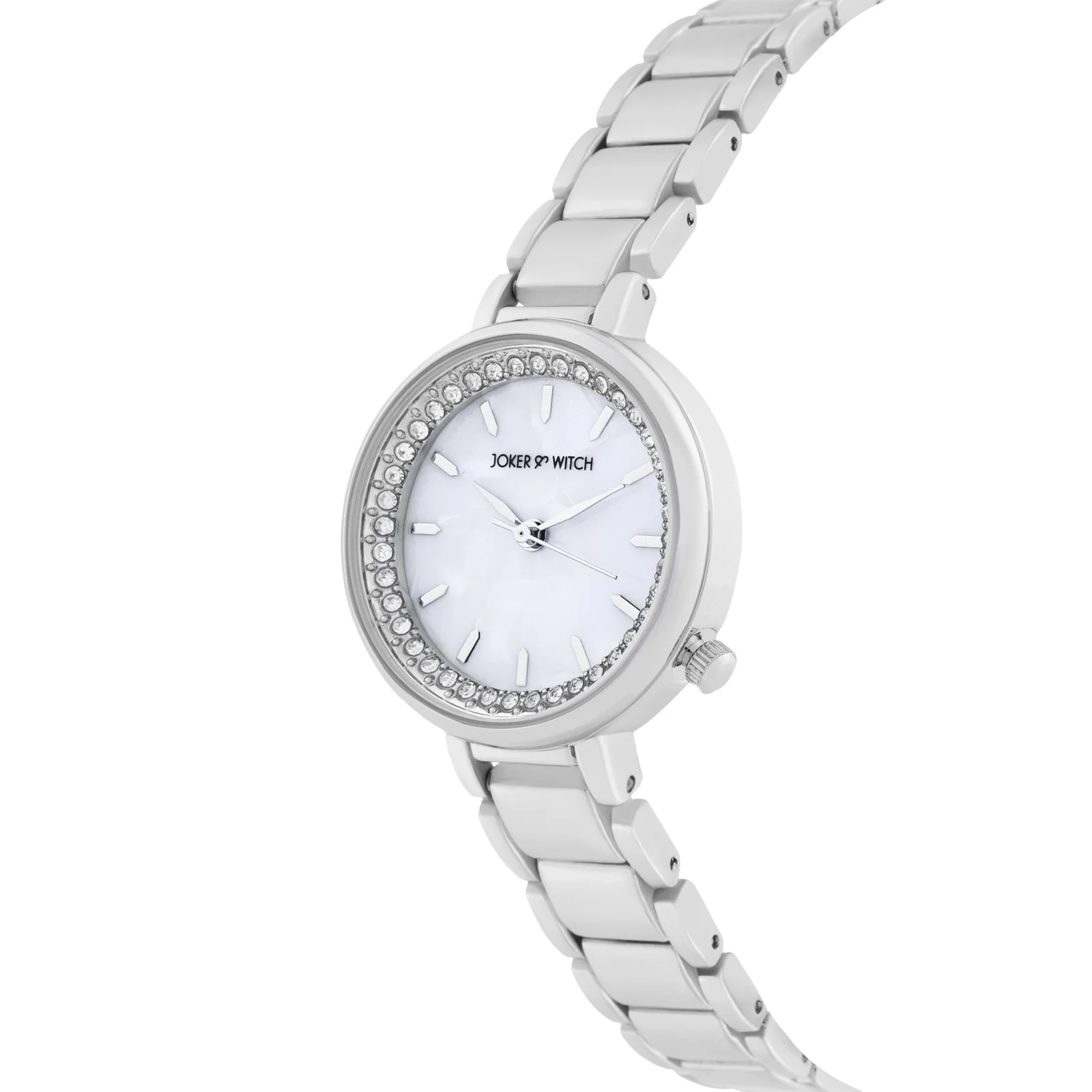 Chantal White Small Rhinestone Dial Silver Linked Chain Strap Women's Watch - Image 4