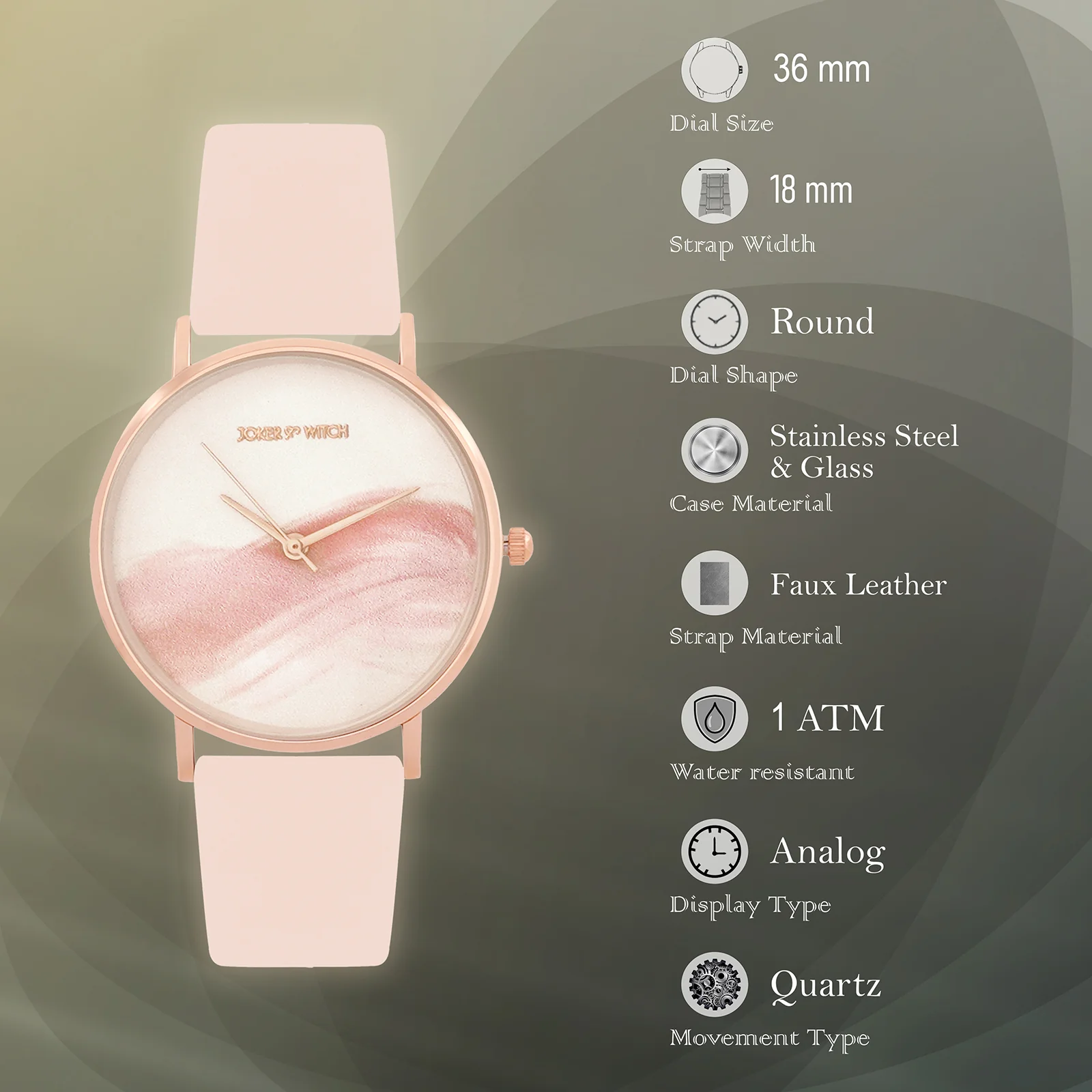 Printed Charm Pink Medium Dial PU Strap Women's Watch - Image 7
