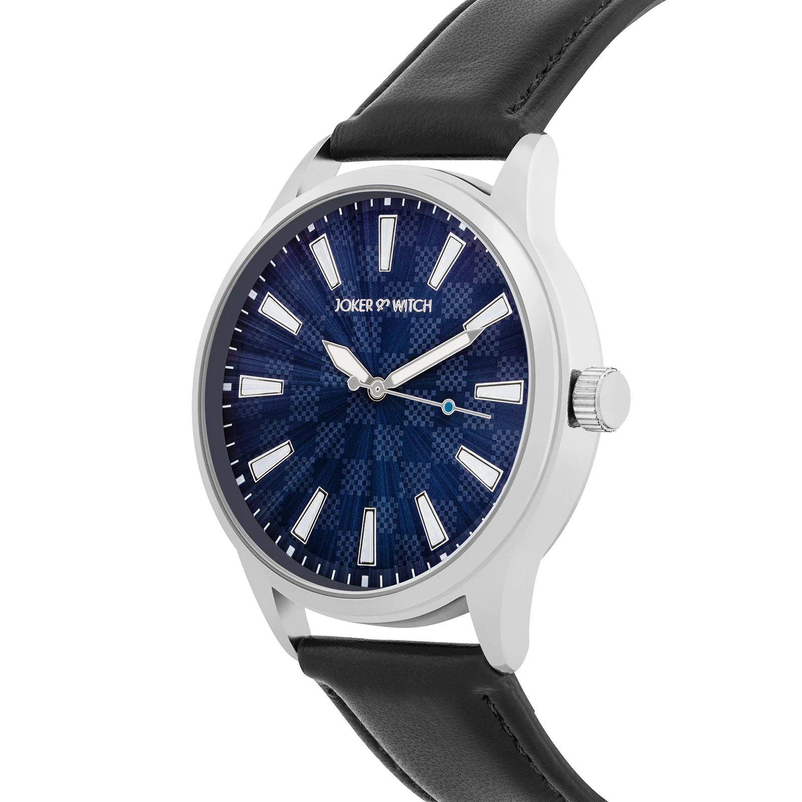 Checkered Blue Large Dial Black PU Strap Men's Watch - Image 4