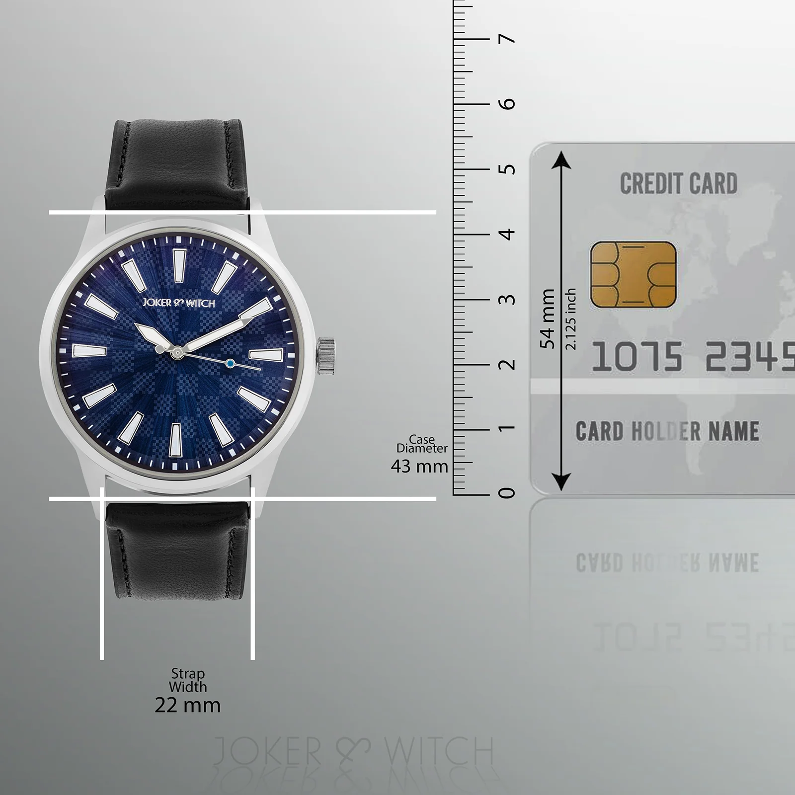 Checkered Blue Large Dial Black PU Strap Men's Watch - Image 8