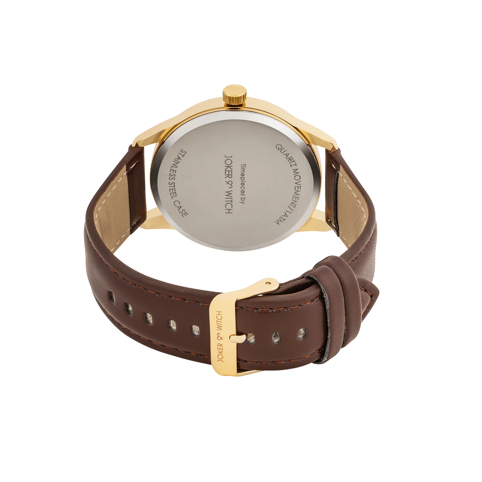 Checkered Silver Large Dial Brown PU Strap Men's Watch - Image 6