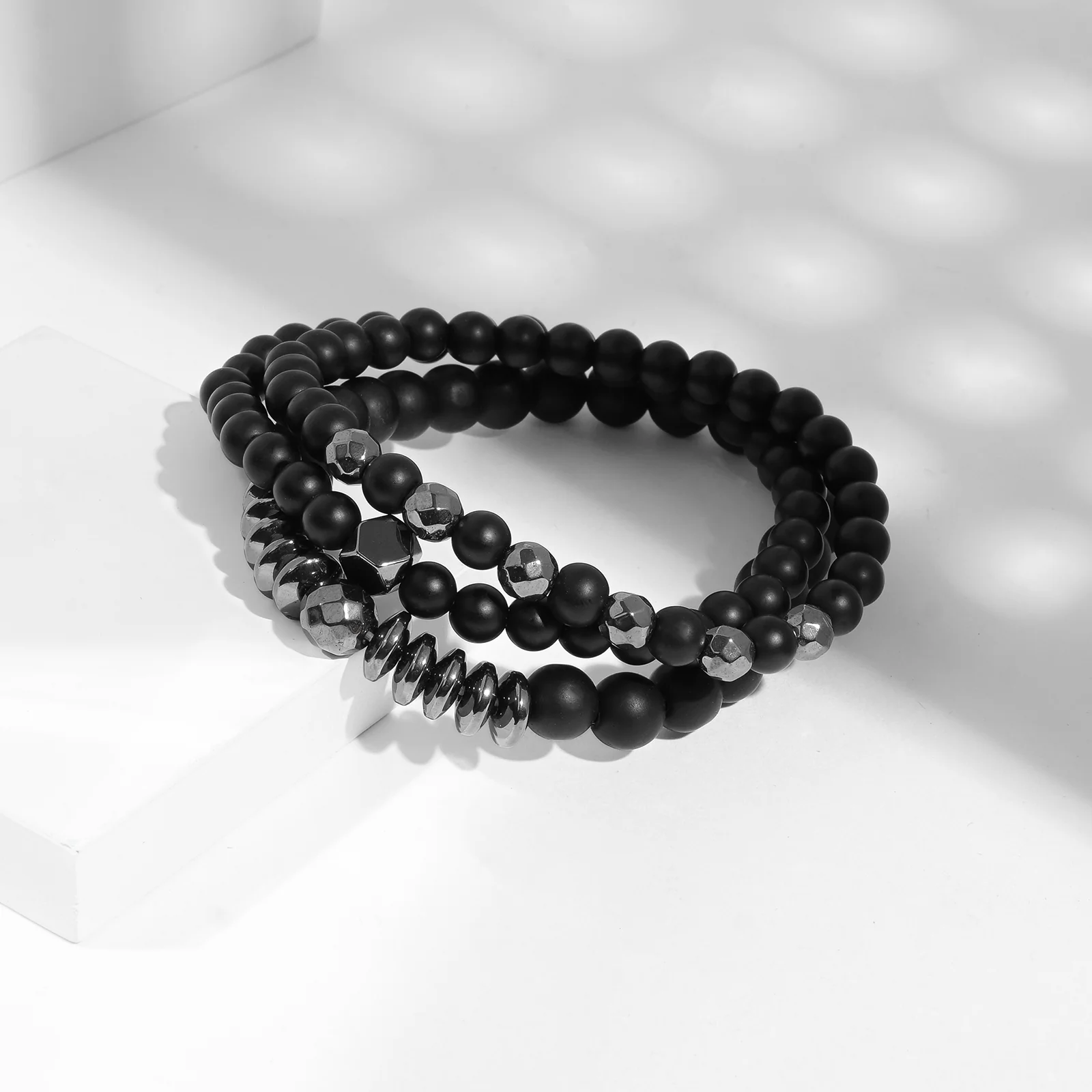 Chester Men's  Black Beaded Bracelet Set - Image 2