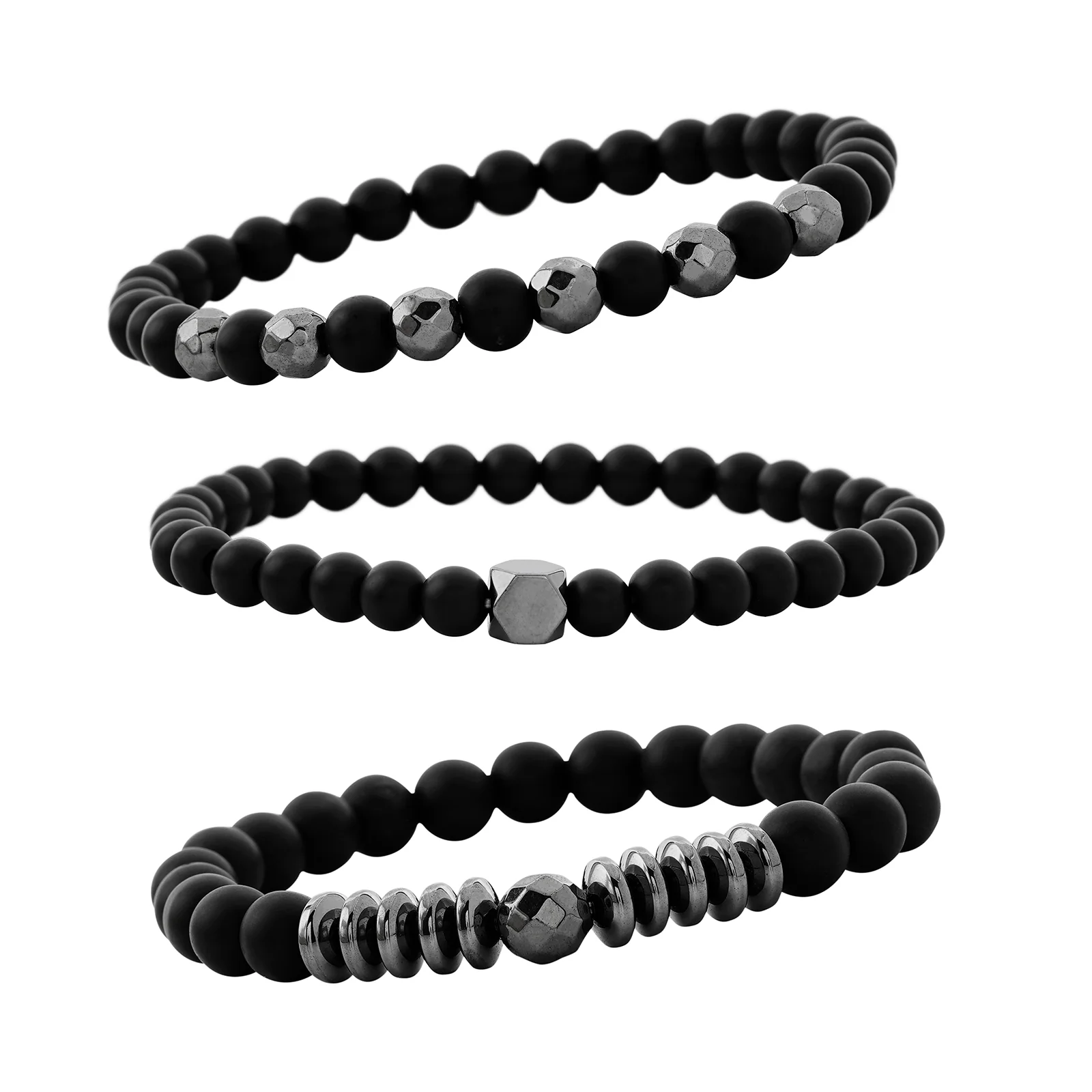 Chester Men's  Black Beaded Bracelet Set - Image 4