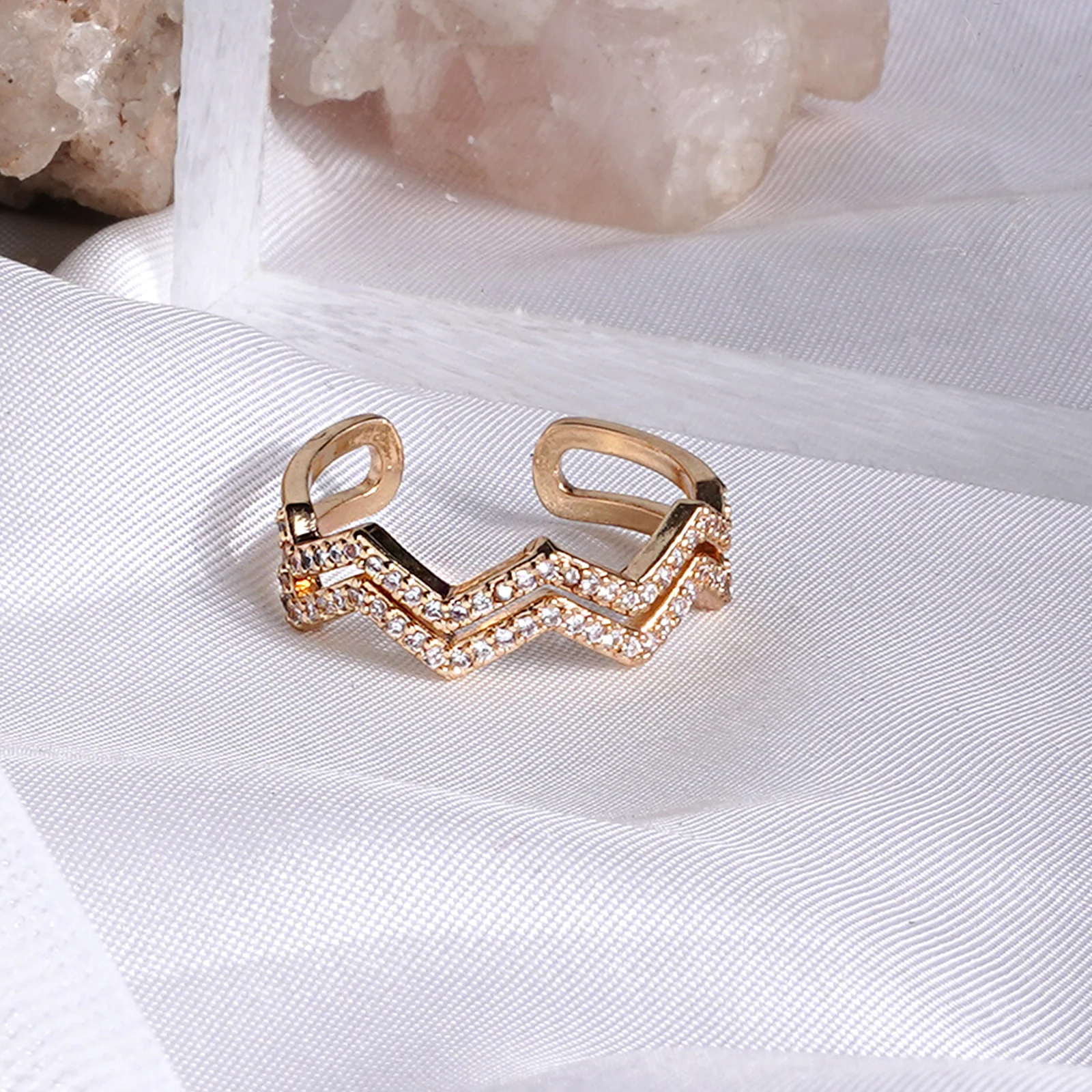 Chevron Dainty Gold Ring - Image 2