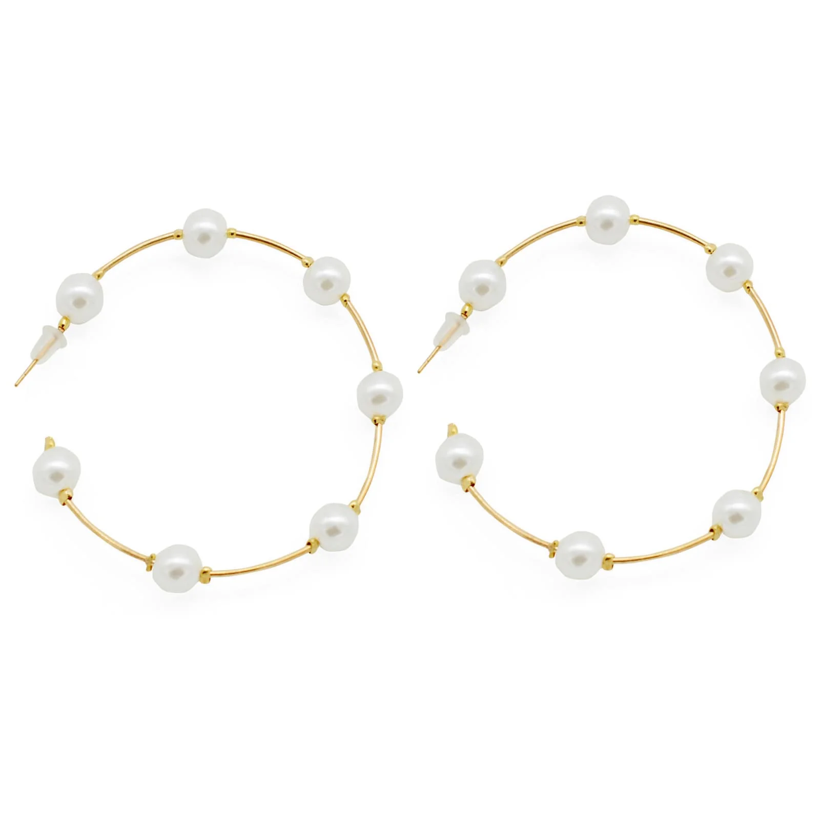 Chic Pearls Hoop Earrings - Image 2
