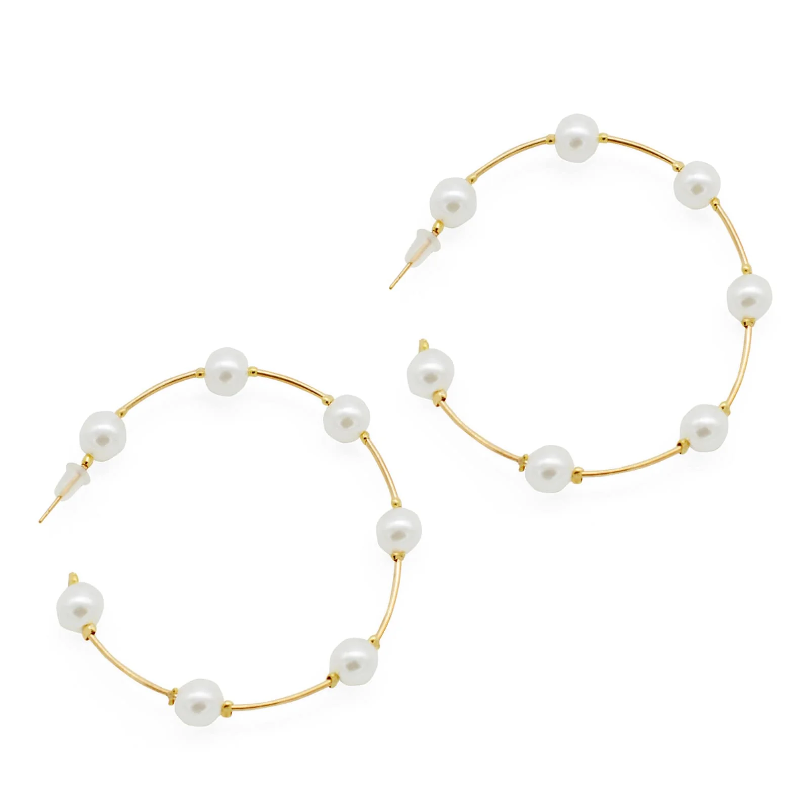 Chic Pearls Hoop Earrings - Image 3