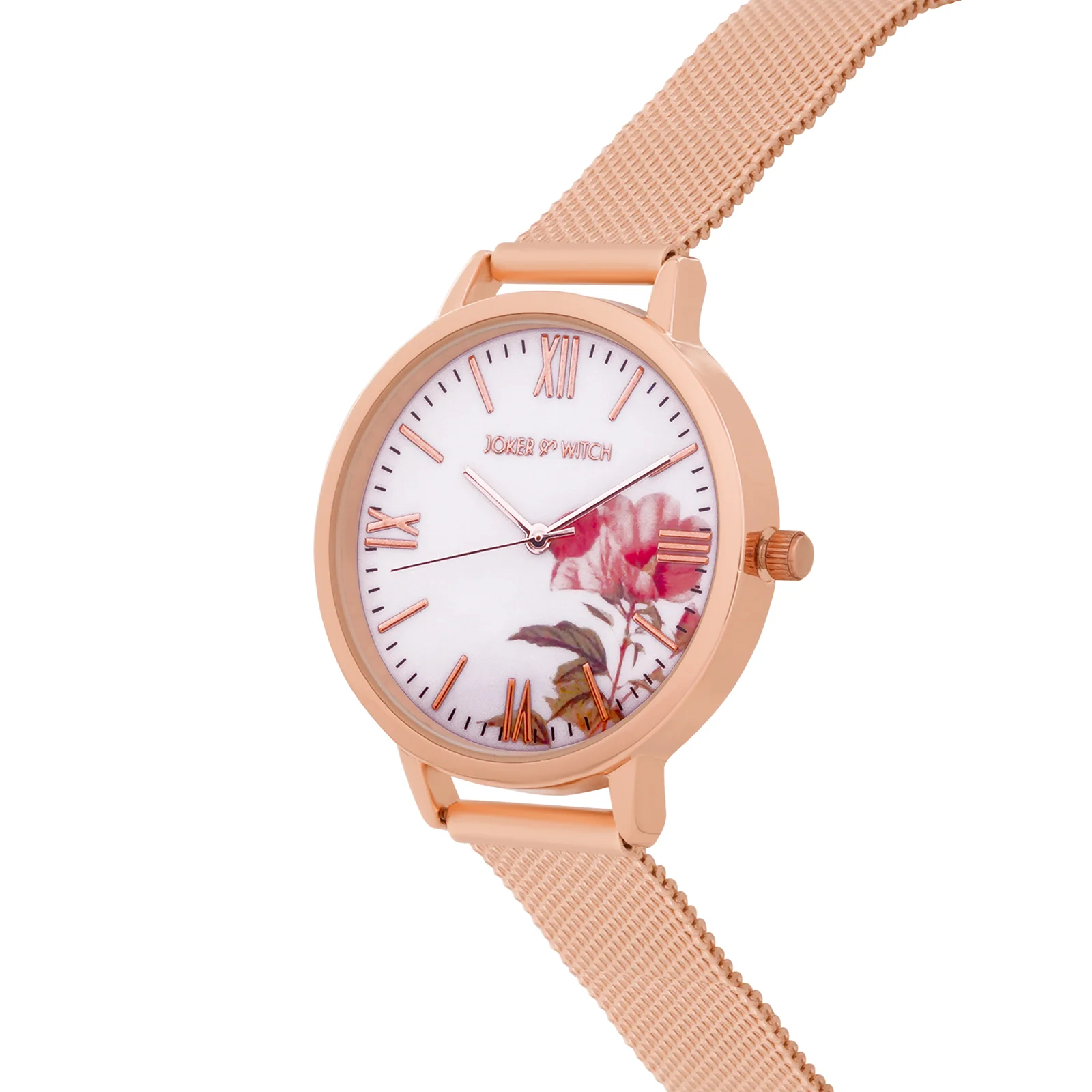 Edna White Medium Dial Rose Gold Mesh Strap Women's Watch - Image 3