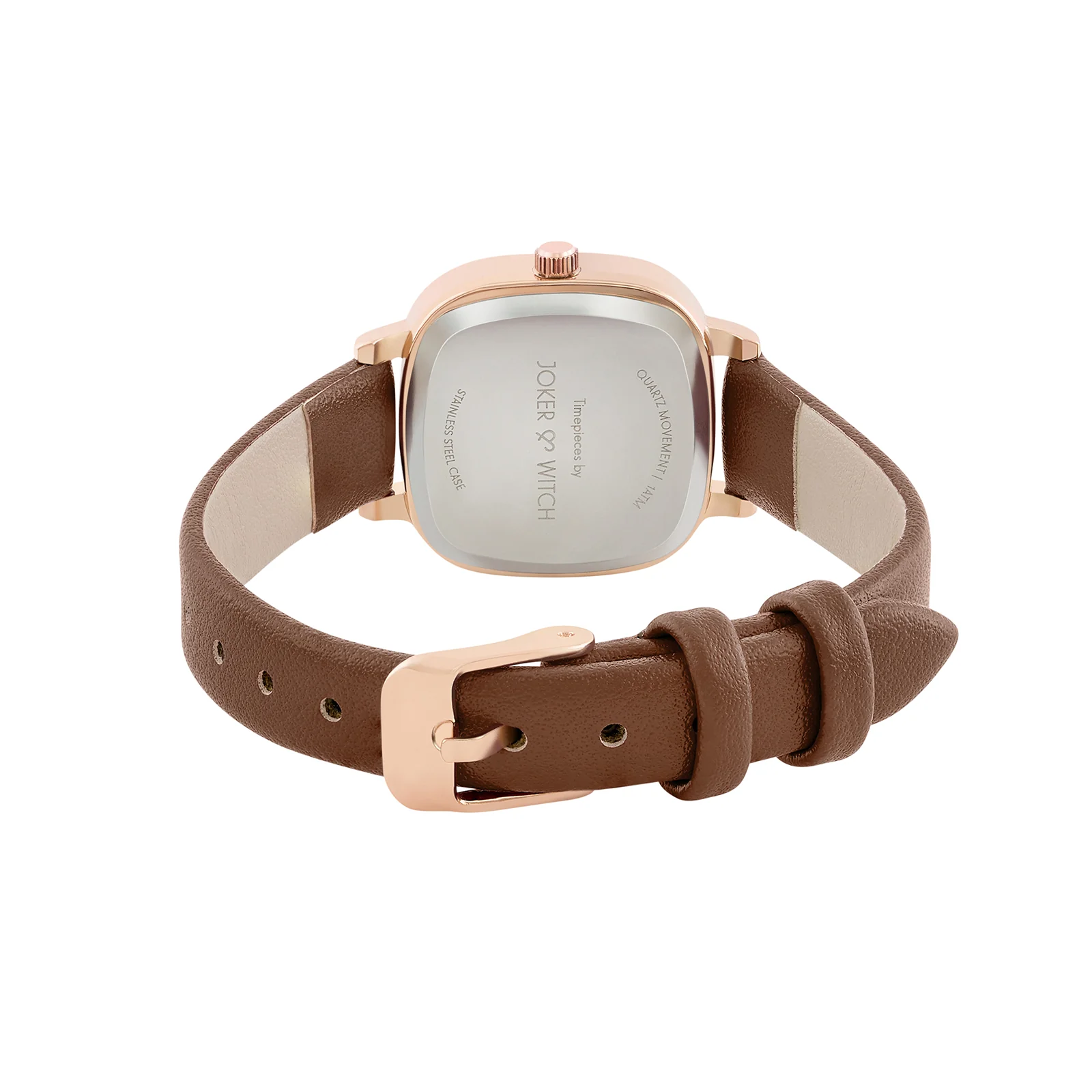 Cinque Cream Mini Square Dial Chocolate PU Strap Women's Watch - Image 6