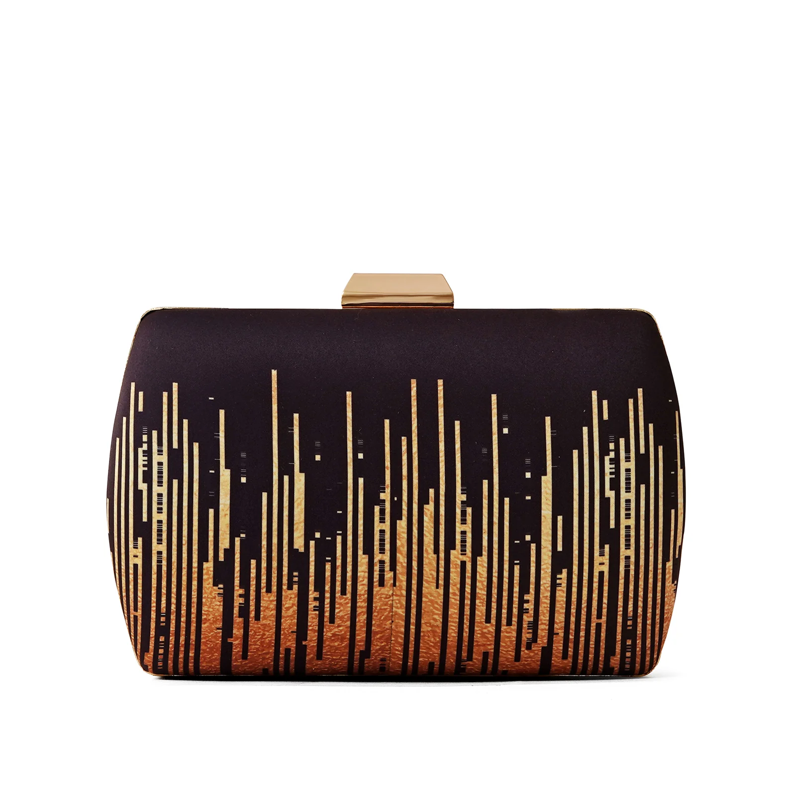 City Scape Black and Gold Printed Clutch - Image 4