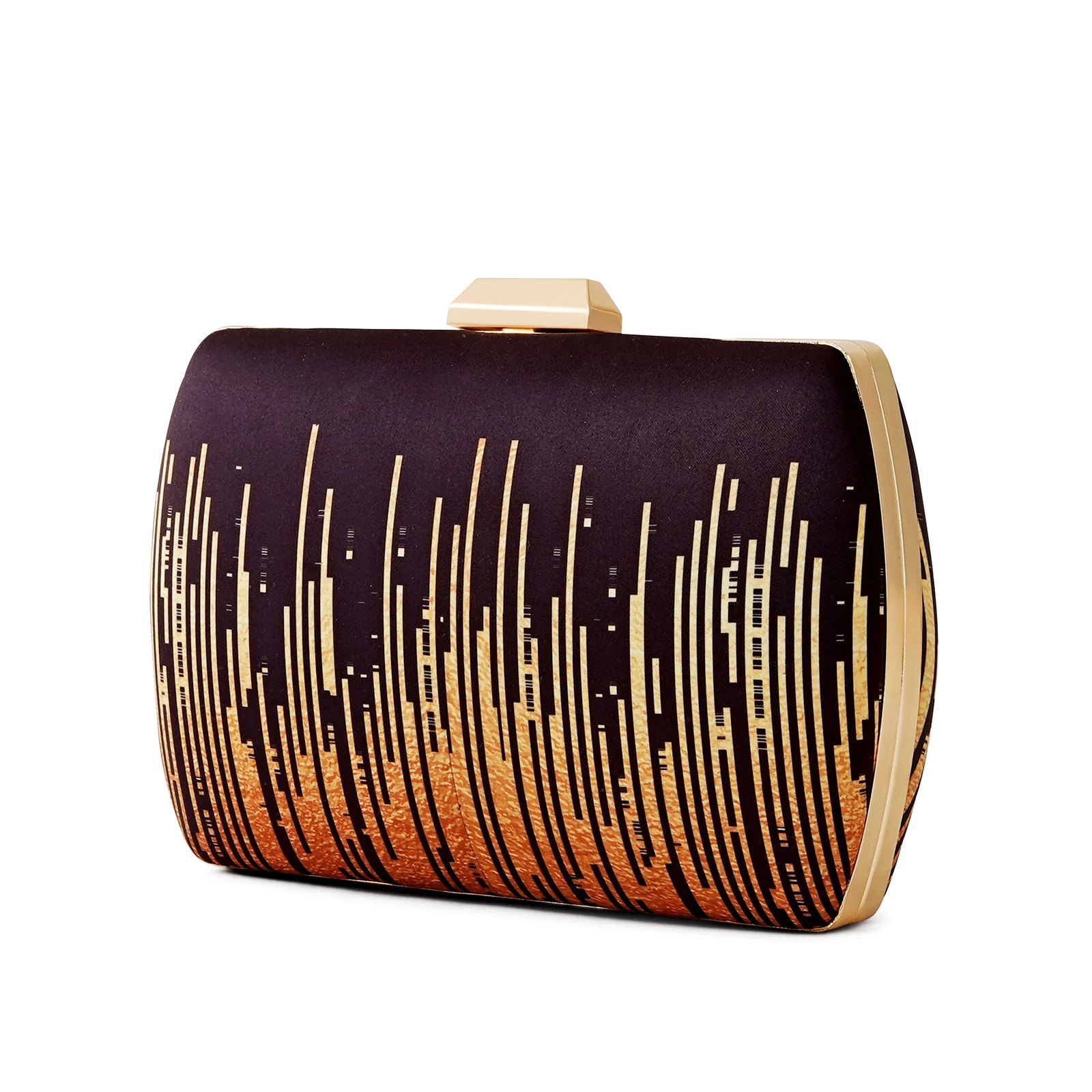 City Scape Black and Gold Printed Clutch - Image 5