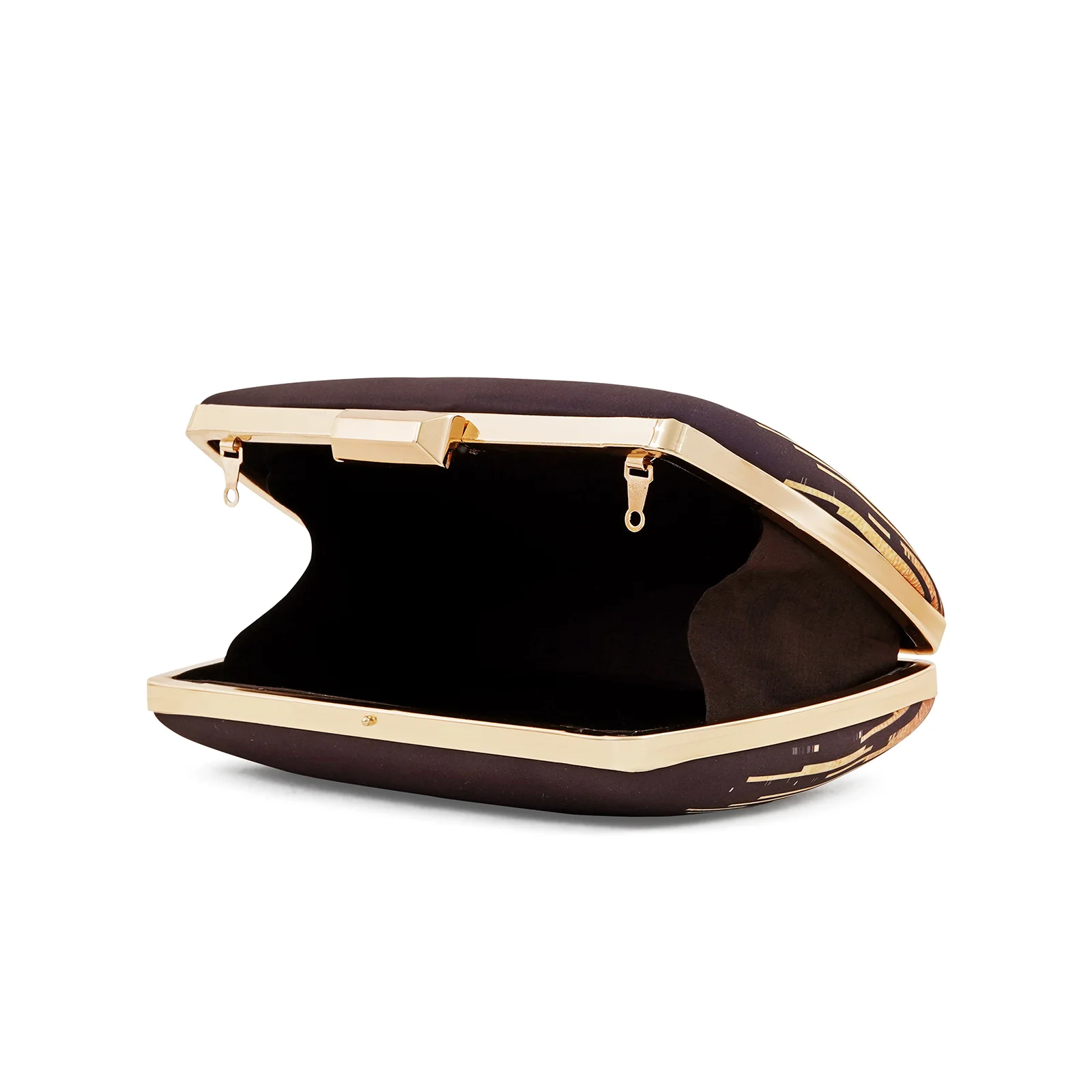City Scape Black and Gold Printed Clutch - Image 7