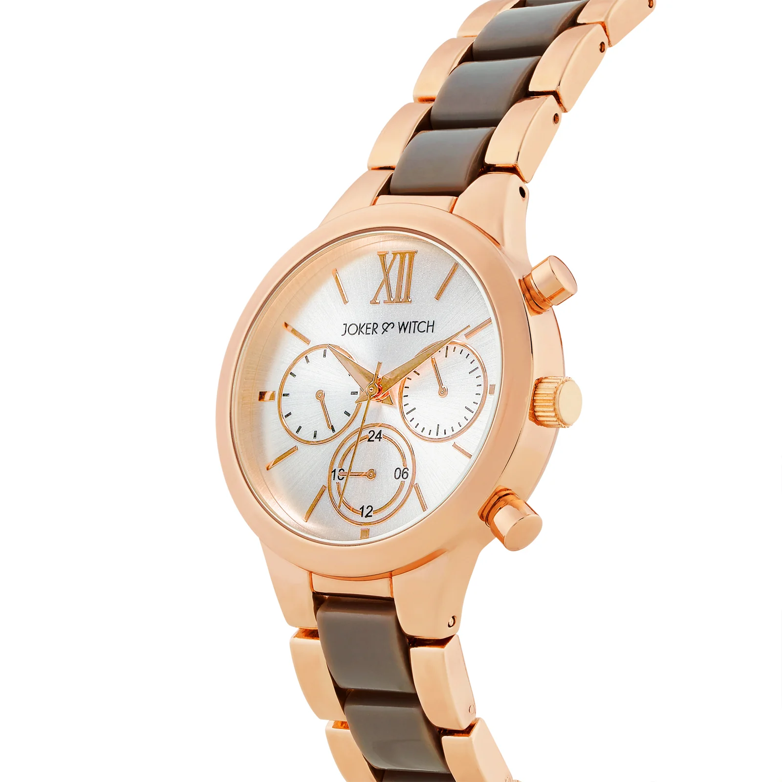Clara Silver Large Dial Dual Tone Linked Chain Strap Women's Watch - Image 4