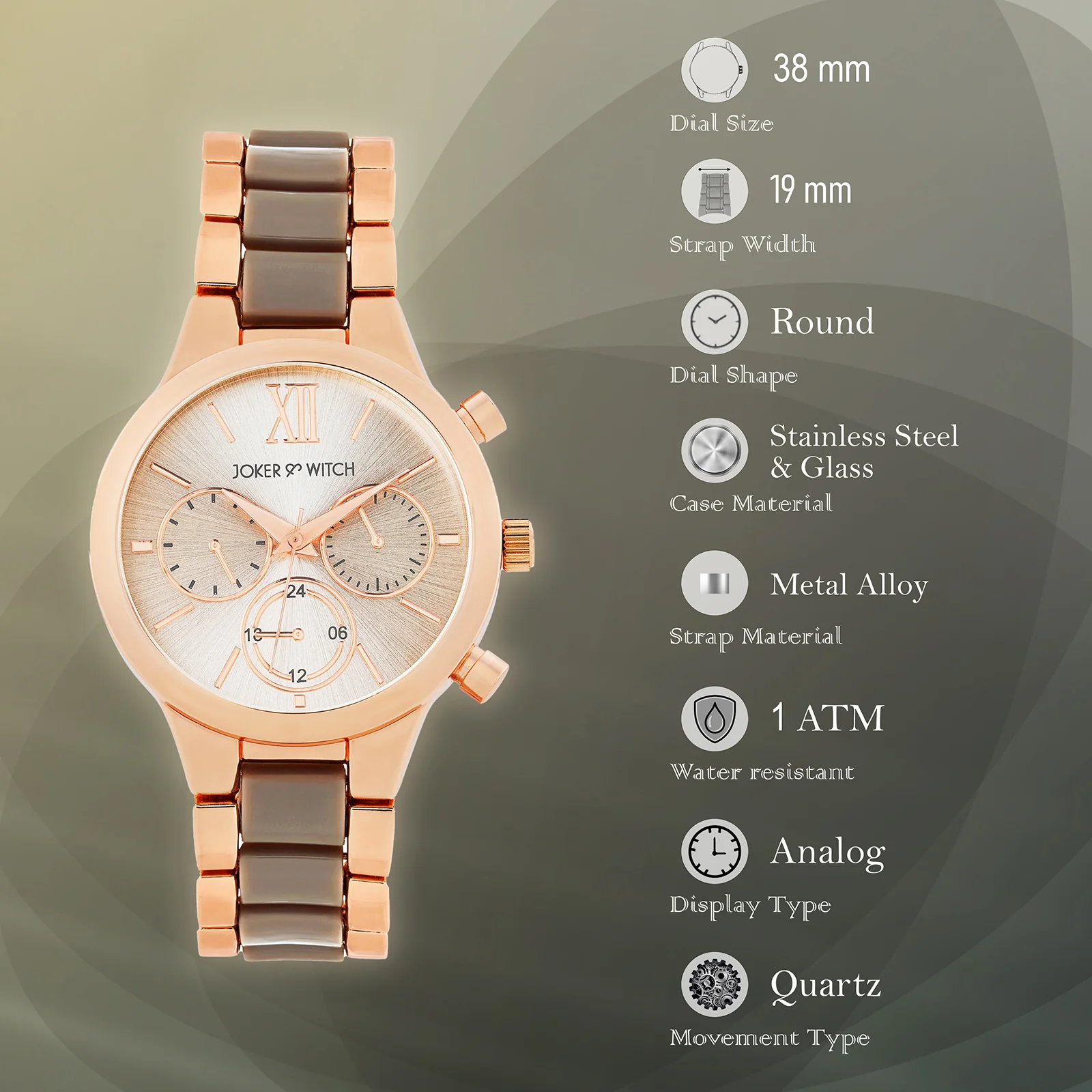 Clara Silver Large Dial Dual Tone Linked Chain Strap Women's Watch - Image 7