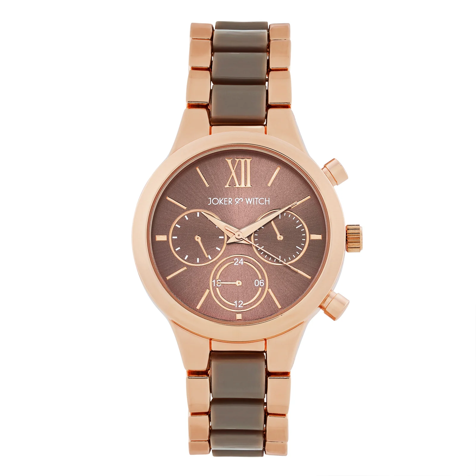 Clara Taupe Large Dial Dual Tone Linked Chain Strap Women's Watch - Image 3