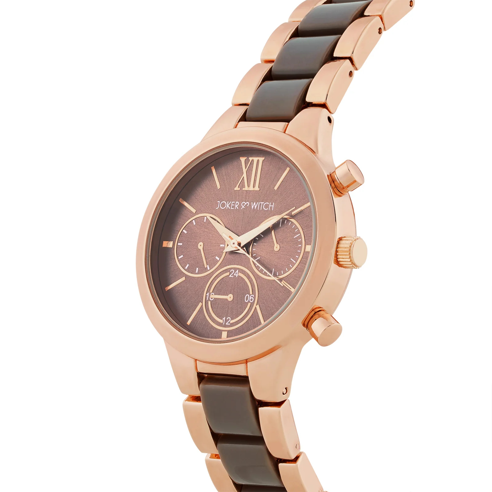 Clara Taupe Large Dial Dual Tone Linked Chain Strap Women's Watch - Image 4