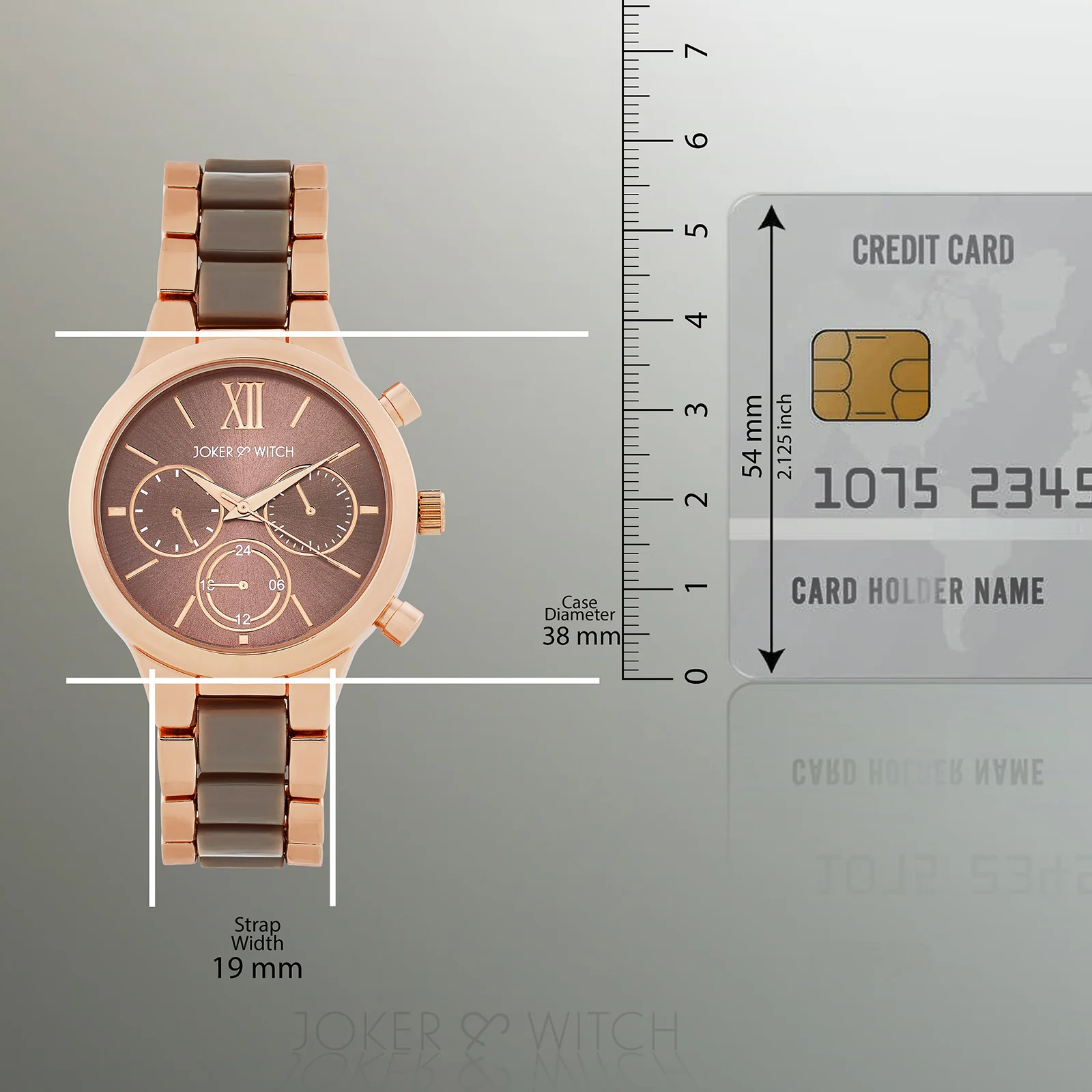 Clara Taupe Large Dial Dual Tone Linked Chain Strap Women's Watch - Image 8
