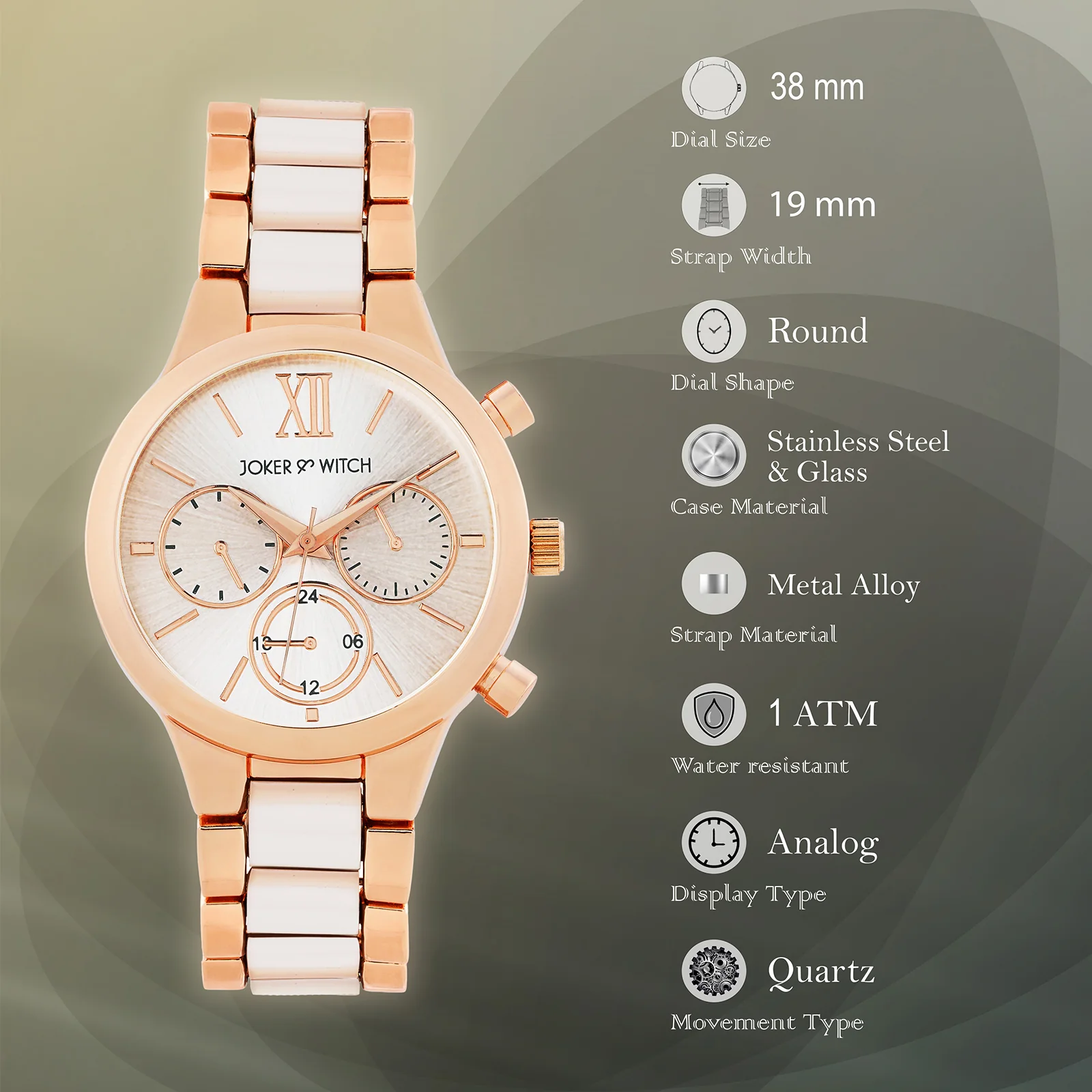 Clara Silver Large Dial White Linked Chain Strap Women's Watch - Image 8