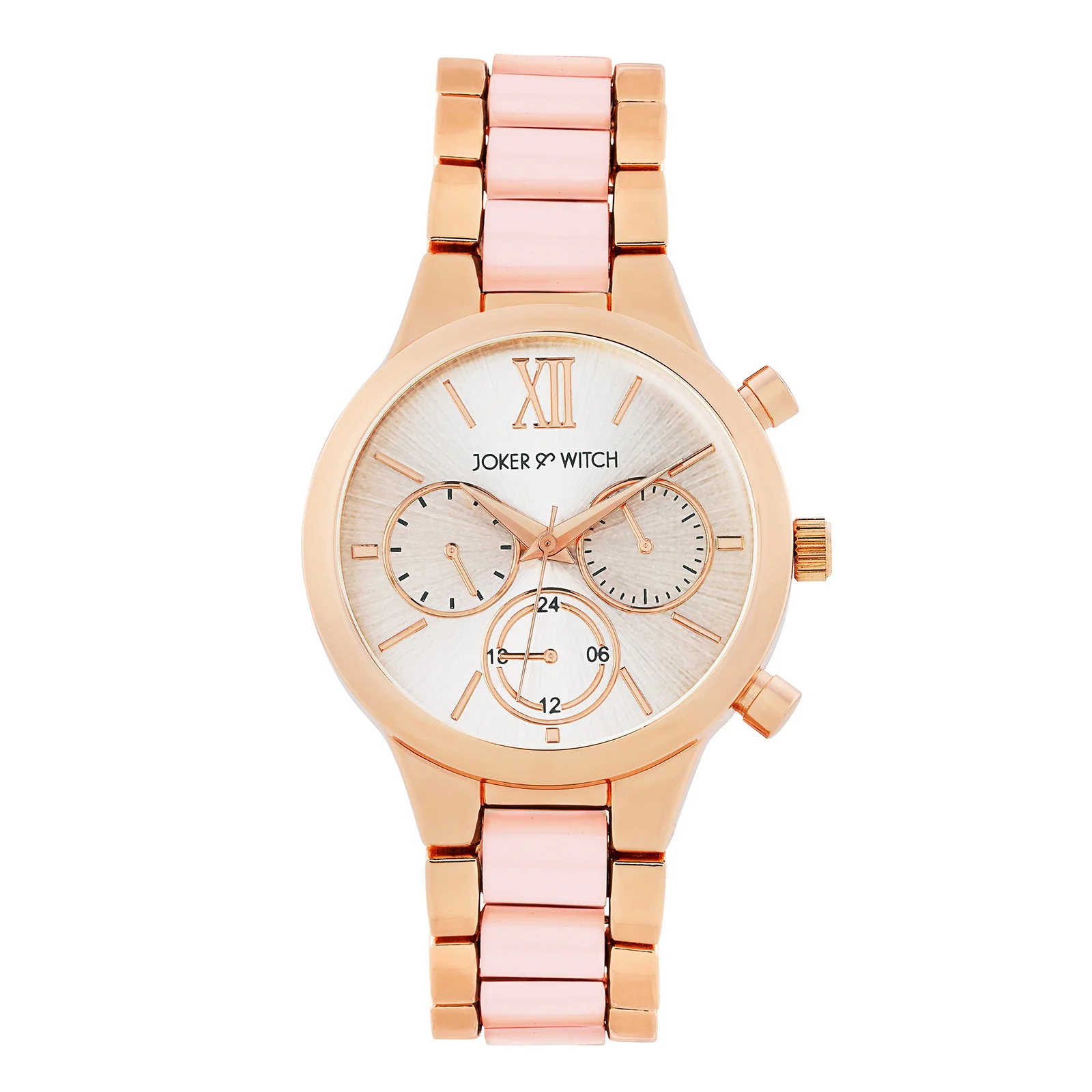 Clara Silver Large Dial Pink Linked Chain Strap Women's Watch - Image 3
