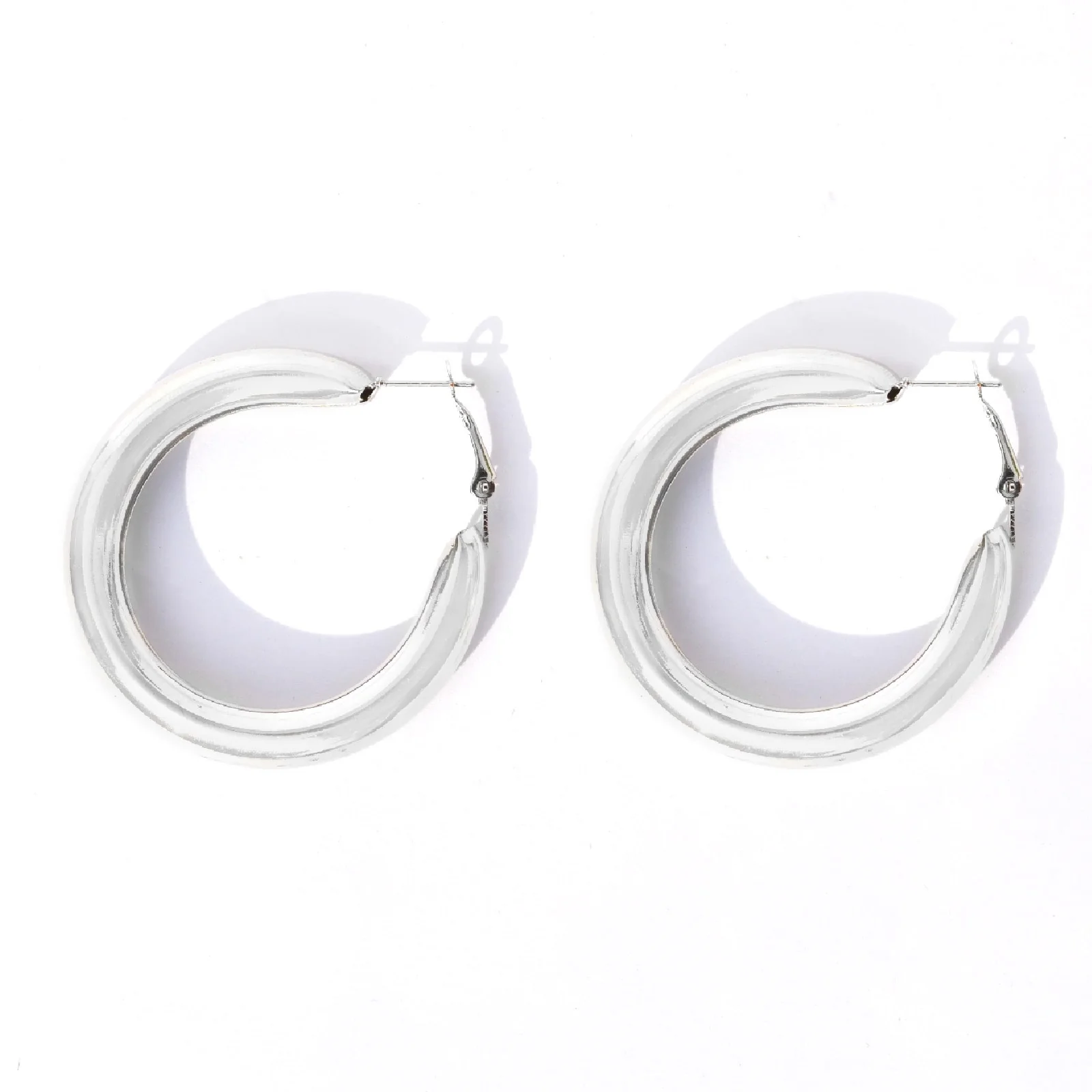 Classic Bold Silver Hoops - Image 3