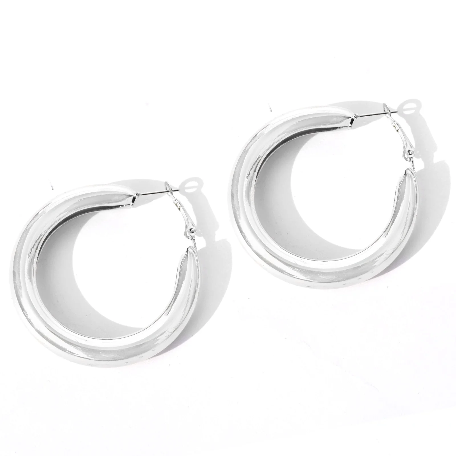 Classic Bold Silver Hoops - Image 4