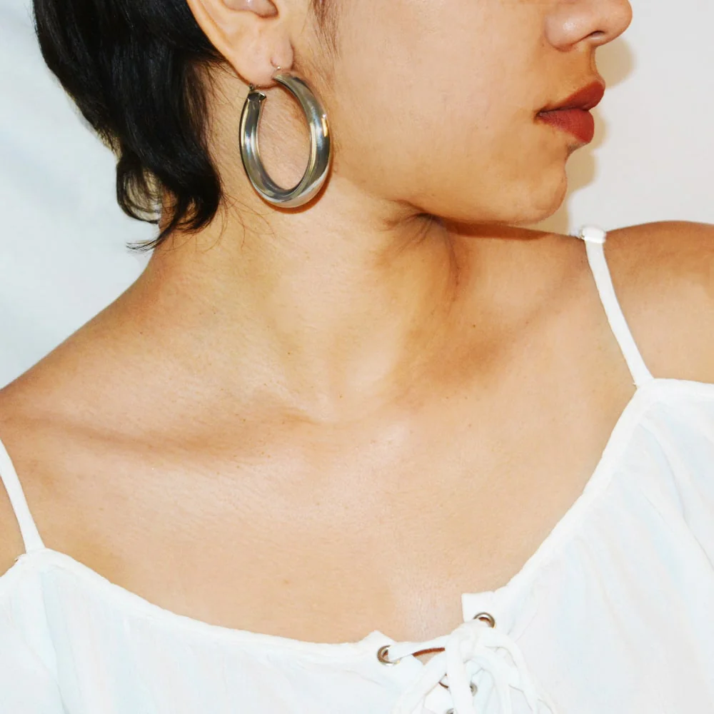 Classic Bold Silver Hoops - Image 5