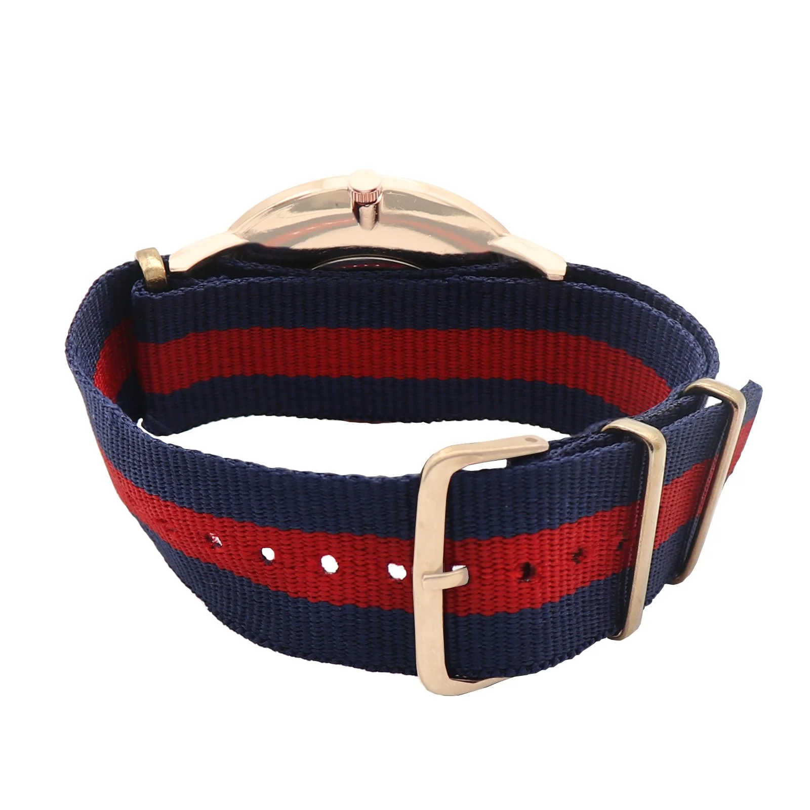 Classic White Large Dial Blue & Red Nato Strap Unisex Watch - Image 3