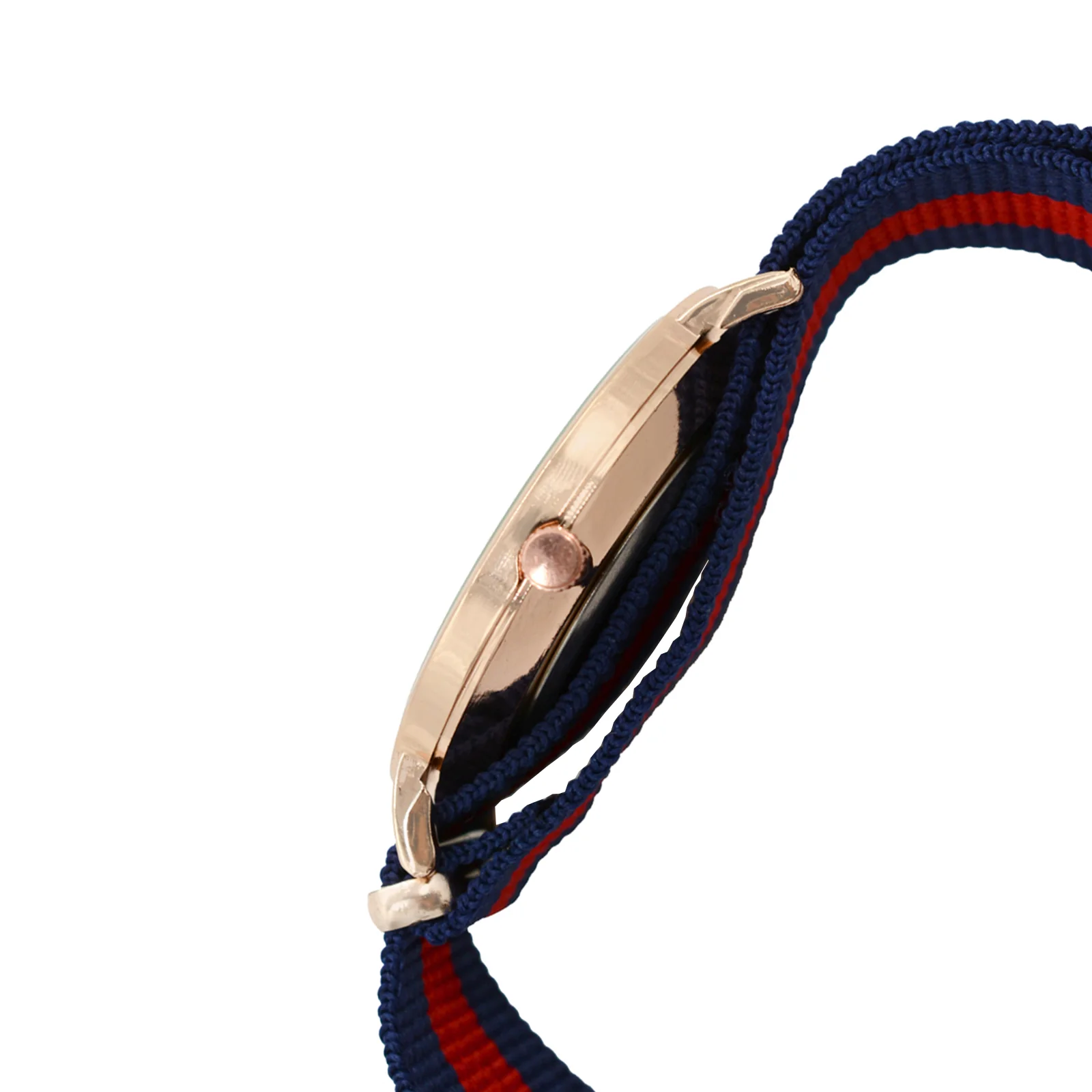 Classic White Large Dial Blue & Red Nato Strap Unisex Watch - Image 5