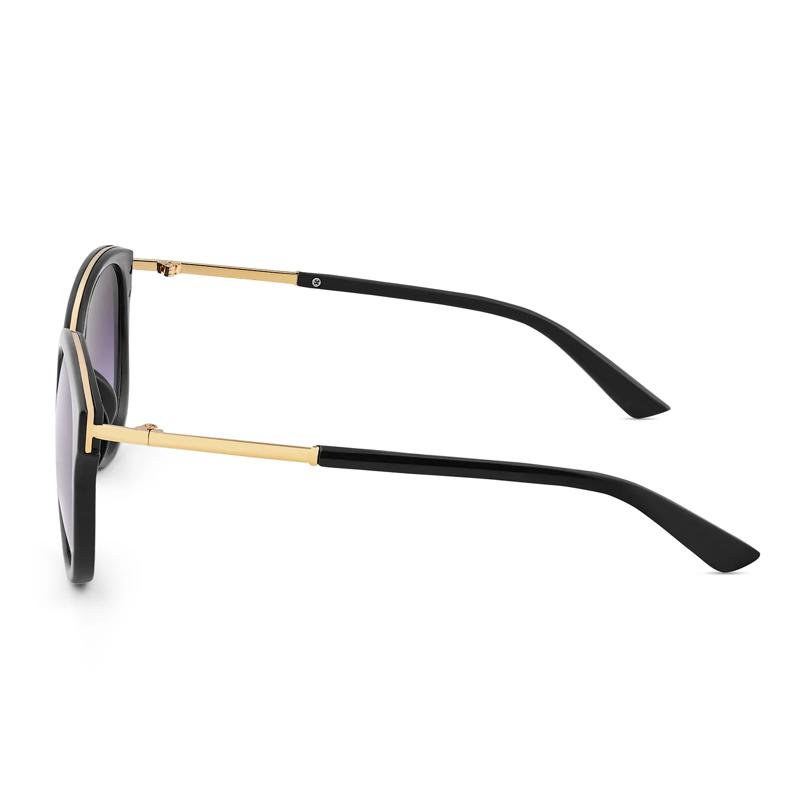 Coastin' Oval Purple Ombre Lens Black Frame Sunglasses with Gold Accents - Image 6