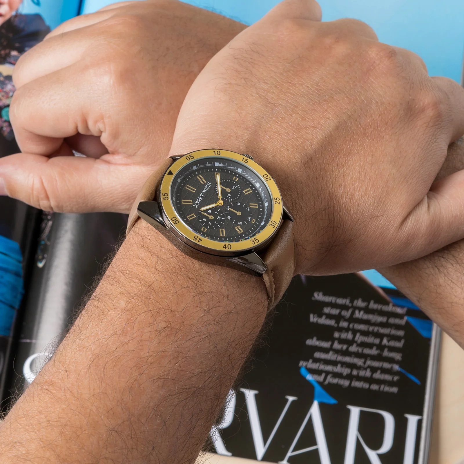 Cobalt Black XLarge Dial Brown PU Strap Men's Watch - Image 2