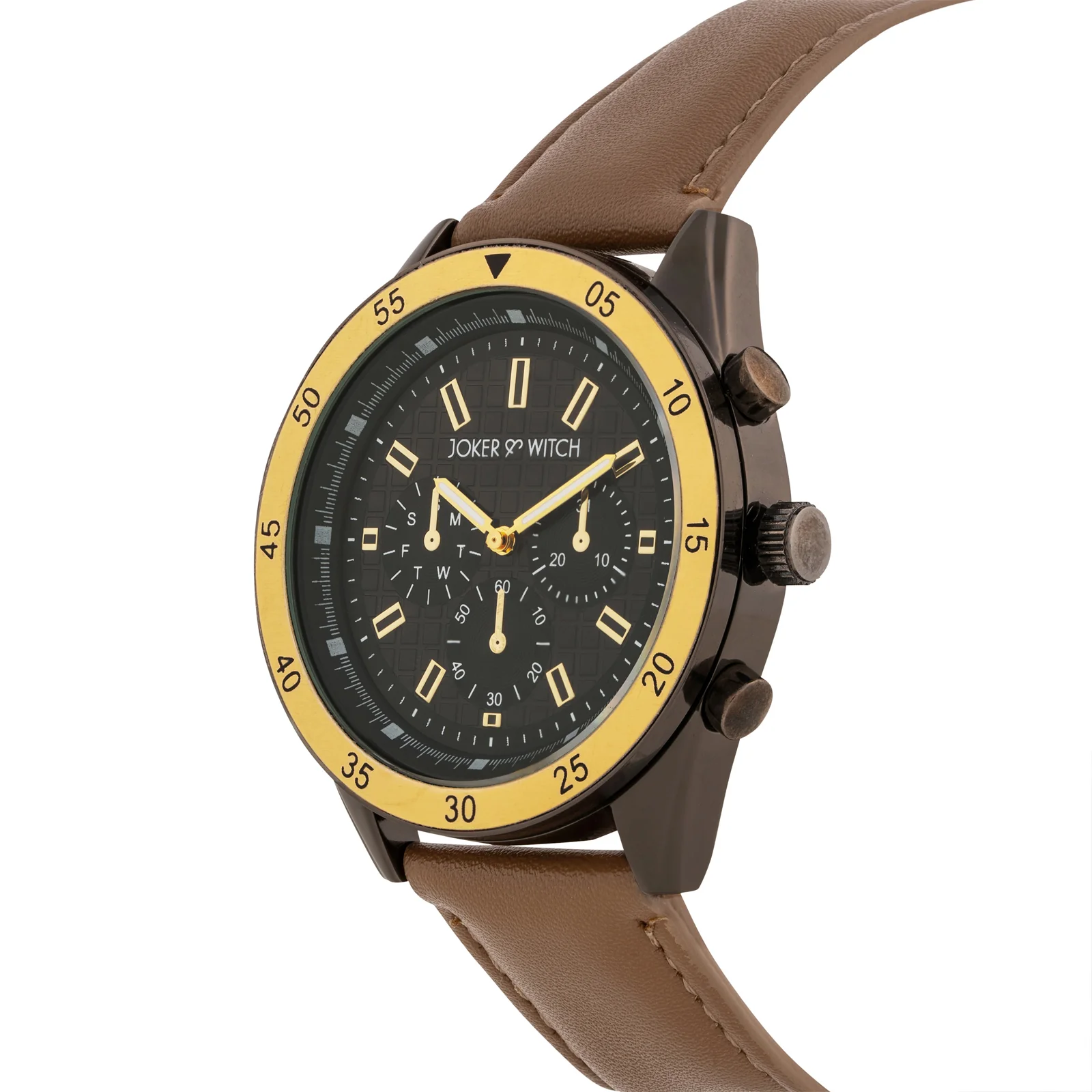 Cobalt Black XLarge Dial Brown PU Strap Men's Watch - Image 4